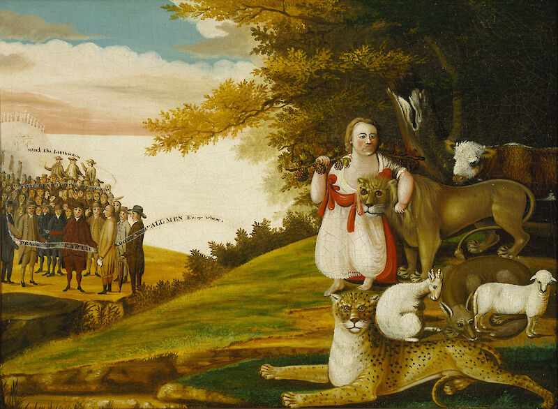Peaceable Kingdom with Quakers Bearing Banners scale comparison