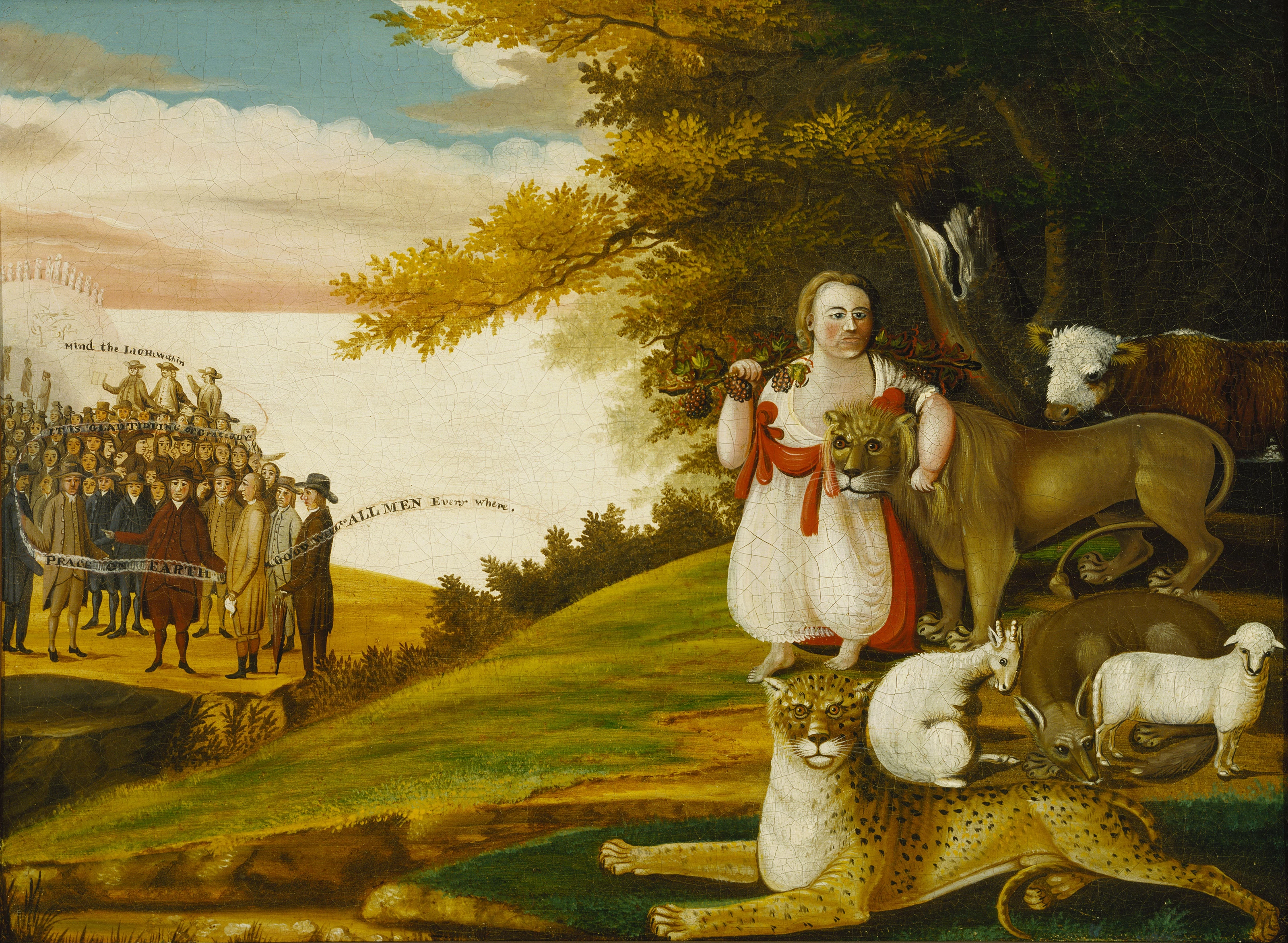 Peaceable Kingdom with Quakers Bearing Banners, Edward Hicks