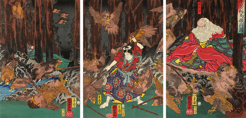Prince Yoshitsune learning the art of swordsmanship scale comparison