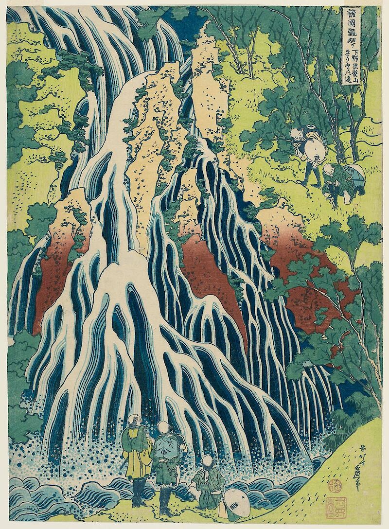 The Falling Mist Waterfall at Mount Kurokami, Katsushika Hokusai