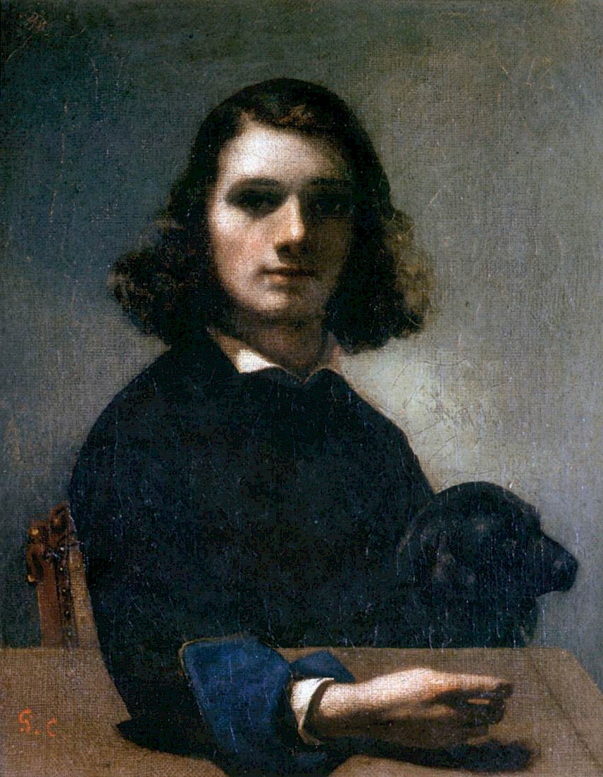Self Portrait with Black Dog by Gustave Courbet