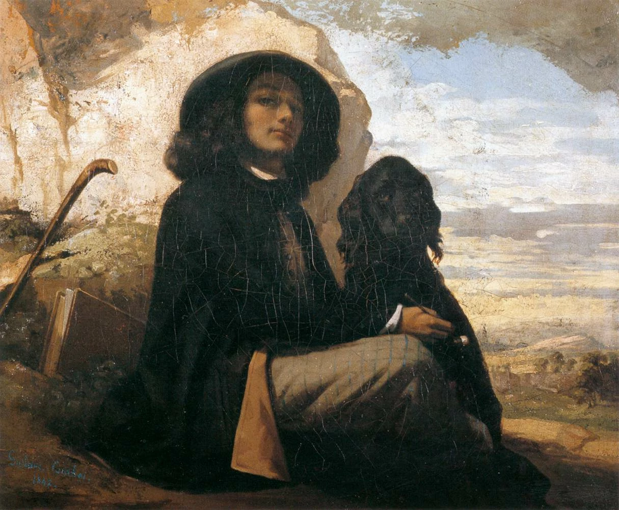 Self Portrait with Black Dog, Gustave Courbet