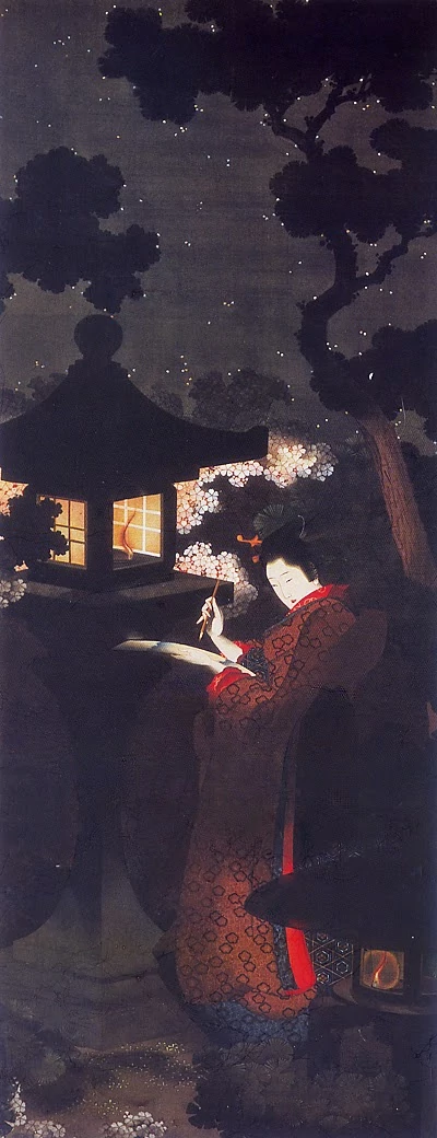 Beauty Viewing Cherry Blossoms at Night, Katsushika Ōi