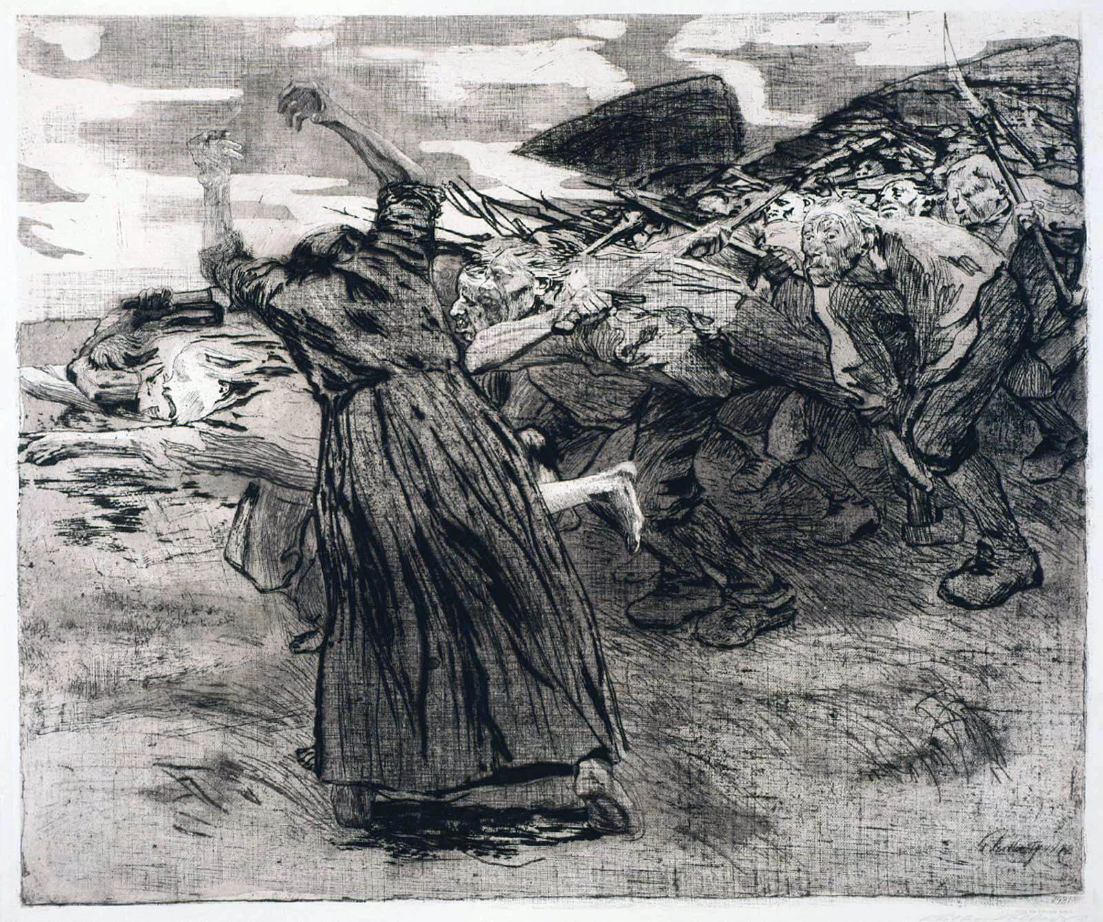 Peasant War print 5: Outbreak, Käthe Kollwitz