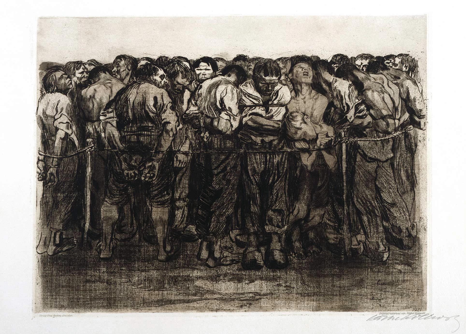 Peasant War print 7: The Prisoners, Käthe Kollwitz