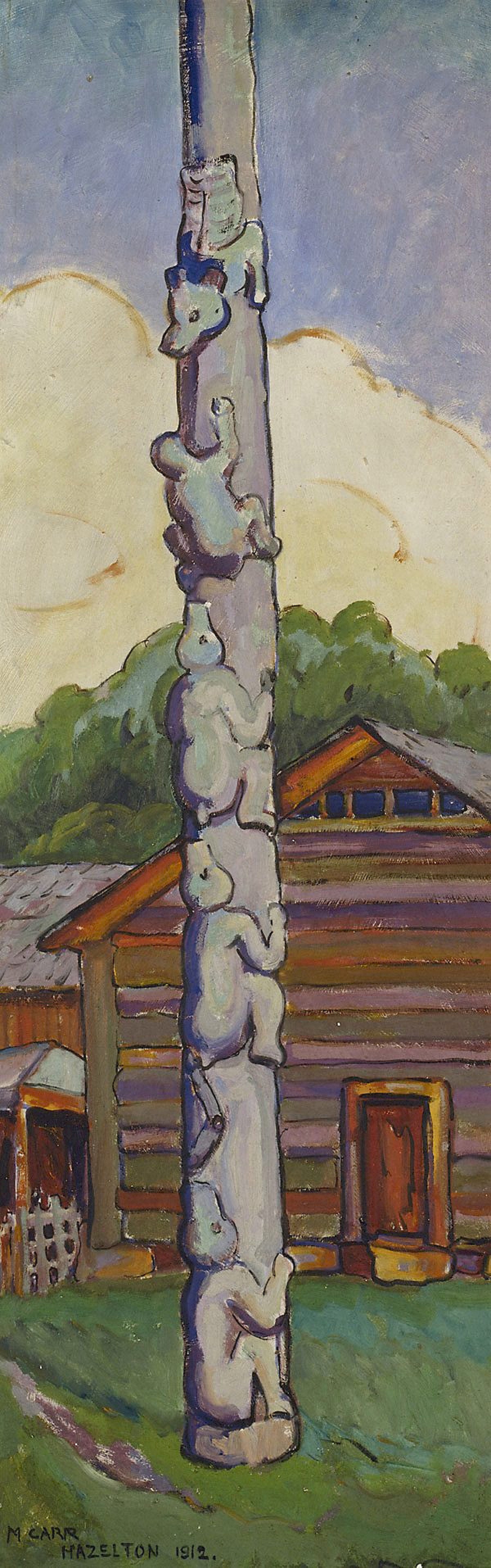 Indian Totem pole, Hazelton, Skeena River, BC by Emily Carr