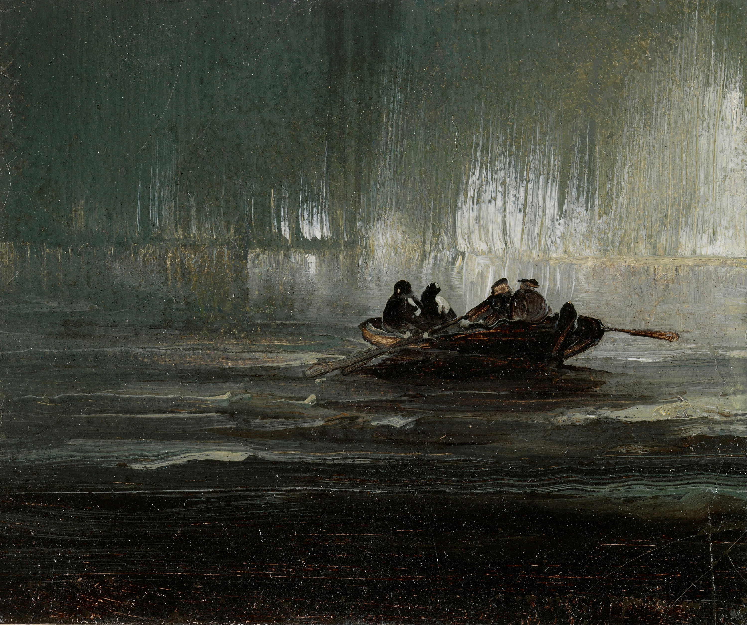 The Northern Lights over Four Men in a Rowboat, Peder Balke
