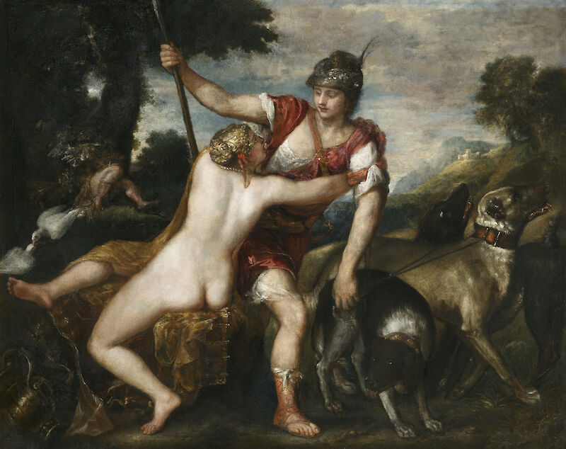 Adonis Relinquishing Venus for the Hunt, Titian