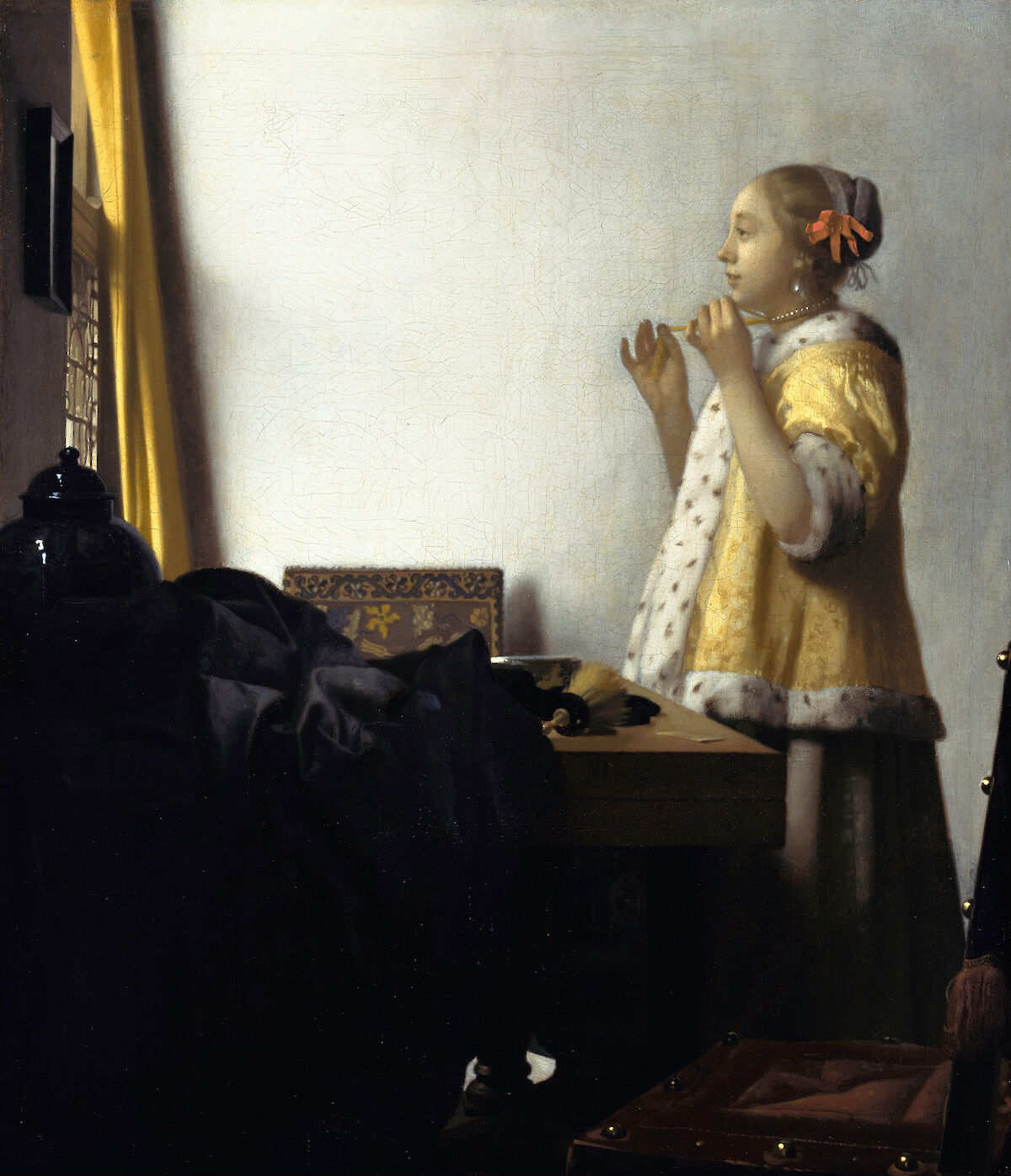 Young Woman With A Pearl Necklace By Johannes Vermeer