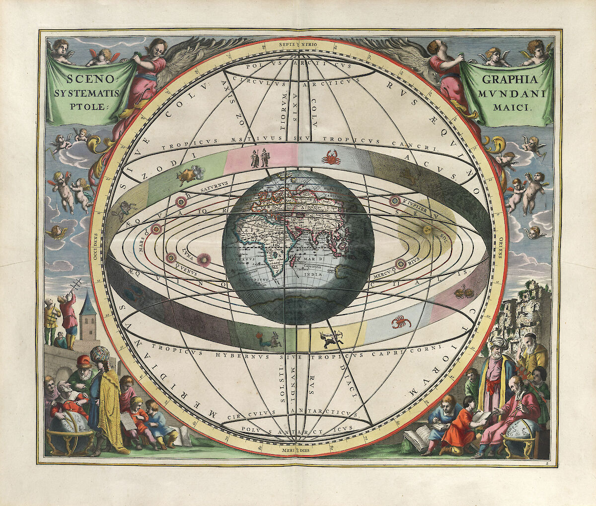 The Ptolemaic Cosmography by Andreas Cellarius