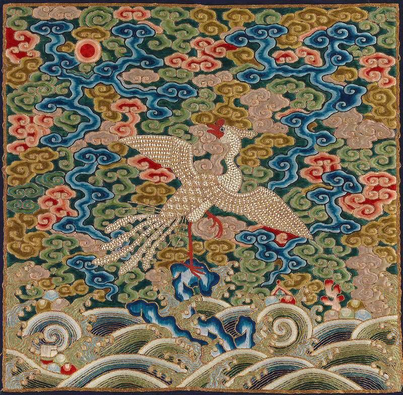 Rank Badge with Silver Pheasant, Qing Dynasty