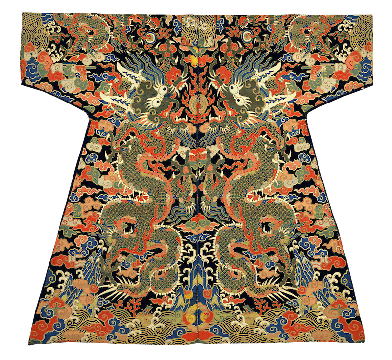 Velvet Textile for a Dragon Robe, Qing Dynasty
