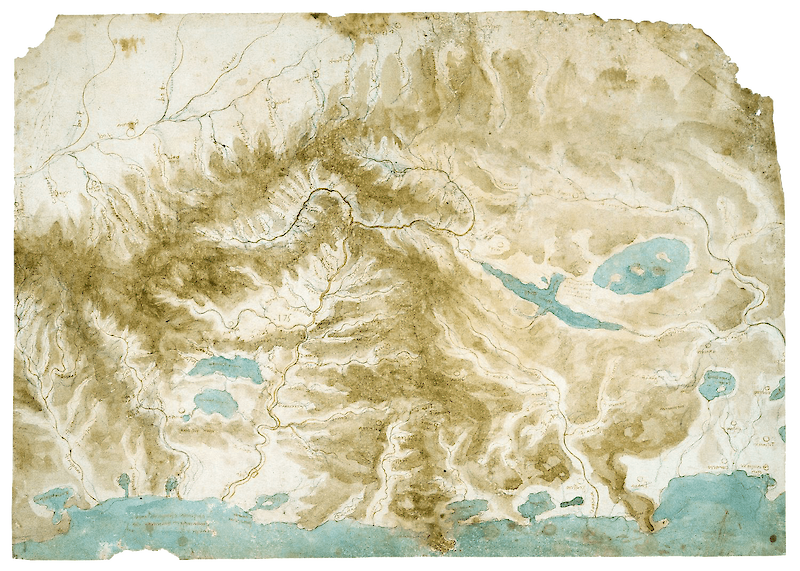 A map of the Arno valley and surrounding areas, Leonardo da Vinci