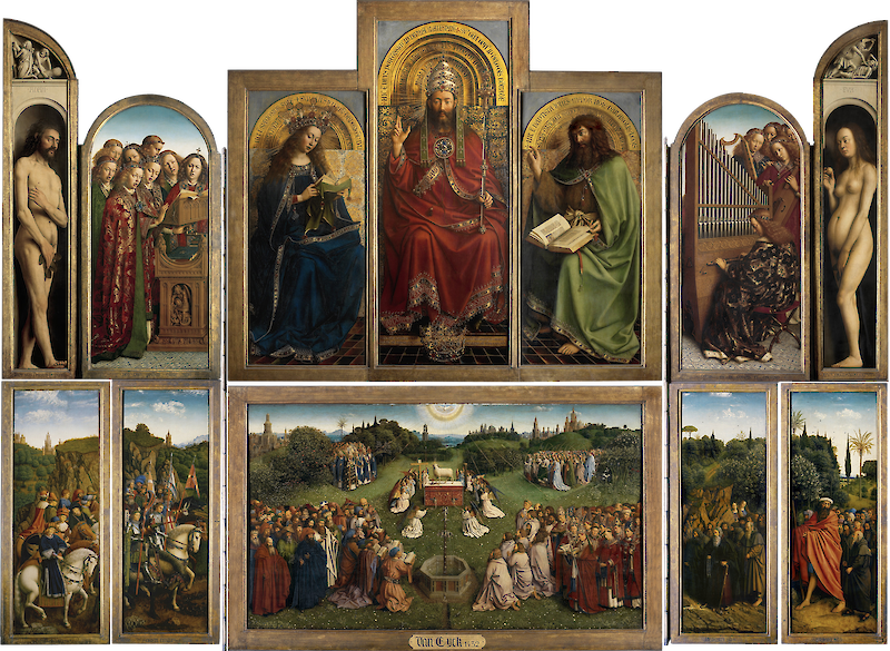 The Ghent Altarpiece, Open scale comparison