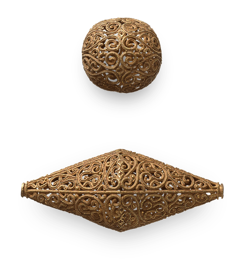 Spherical and Biconical Gold Beads, Islamic Dynastic Art