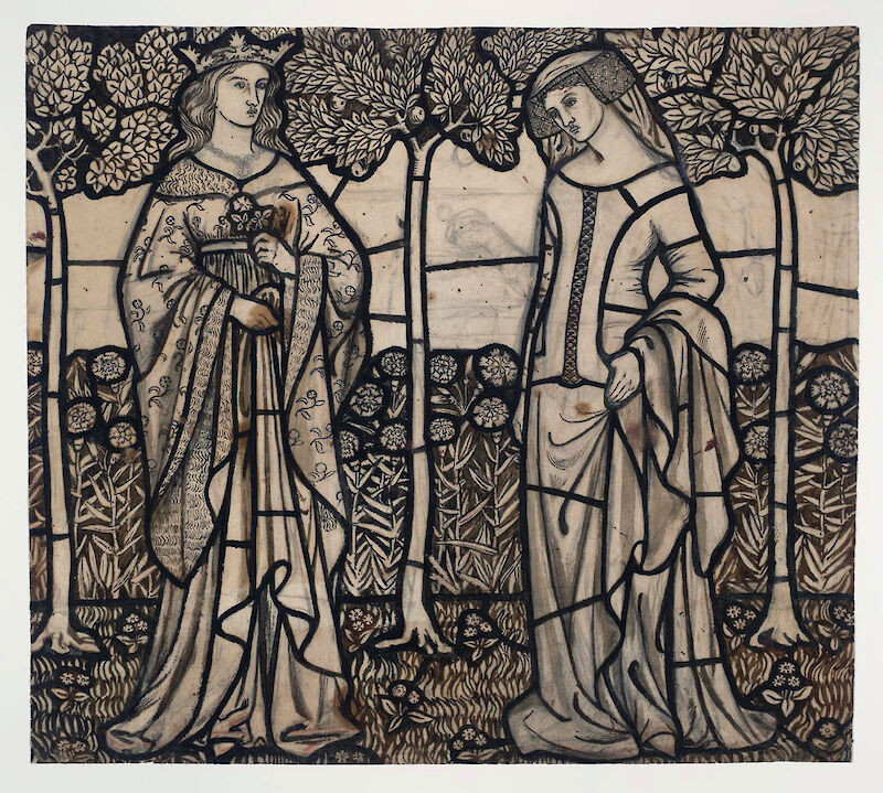 Guinevere and Iseult: Cartoon for Stained Glass scale comparison