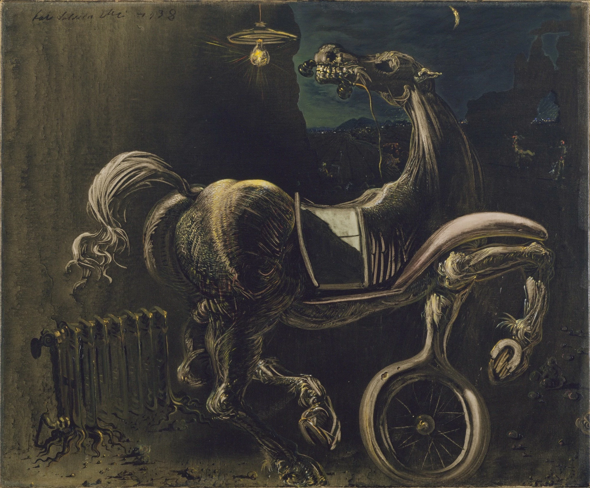 Debris of an Automobile Giving Birth to a Blind Horse Biting a Telephone, Salvador Dalí