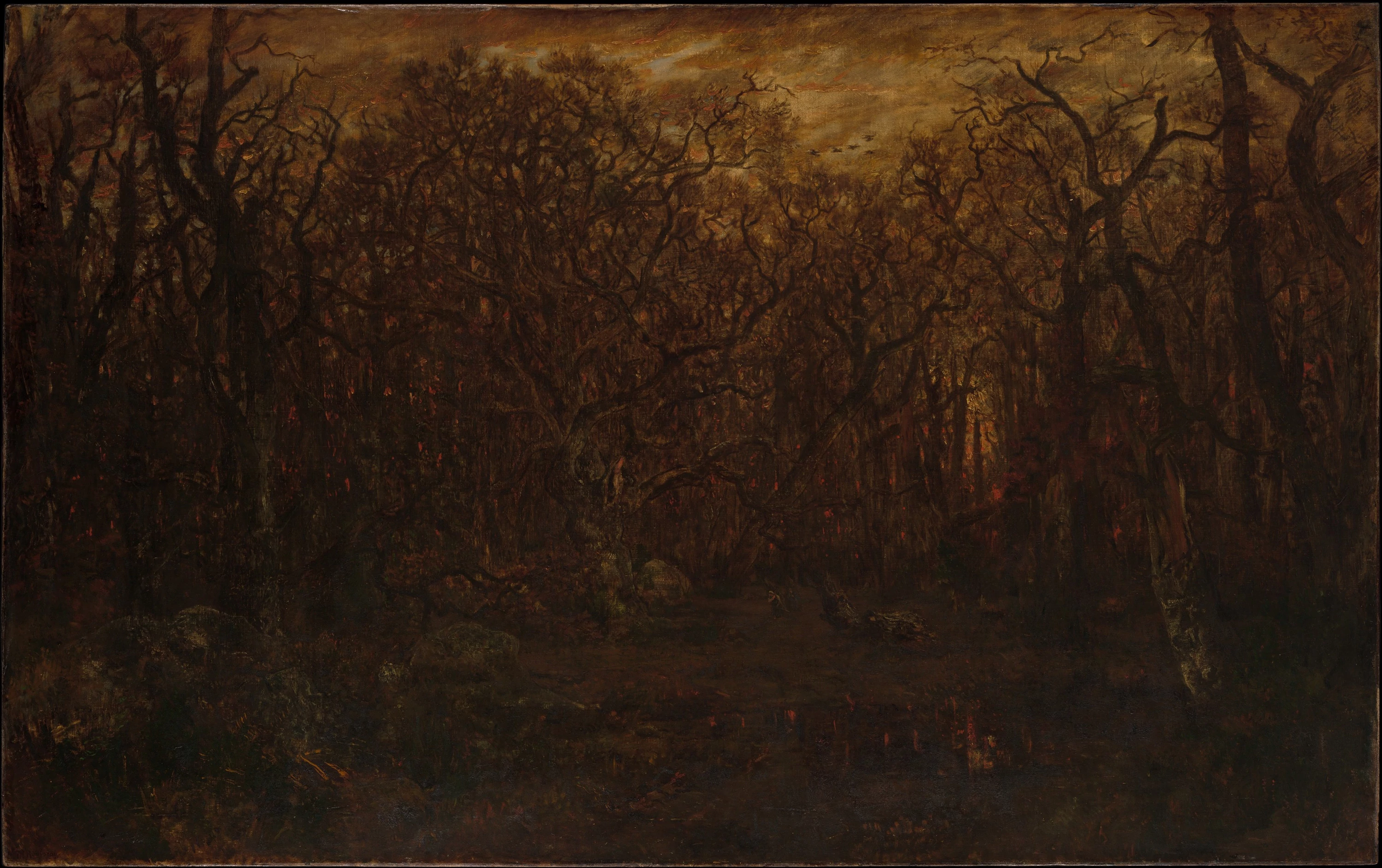 The Forest in Winter at Sunset, Théodore Rousseau