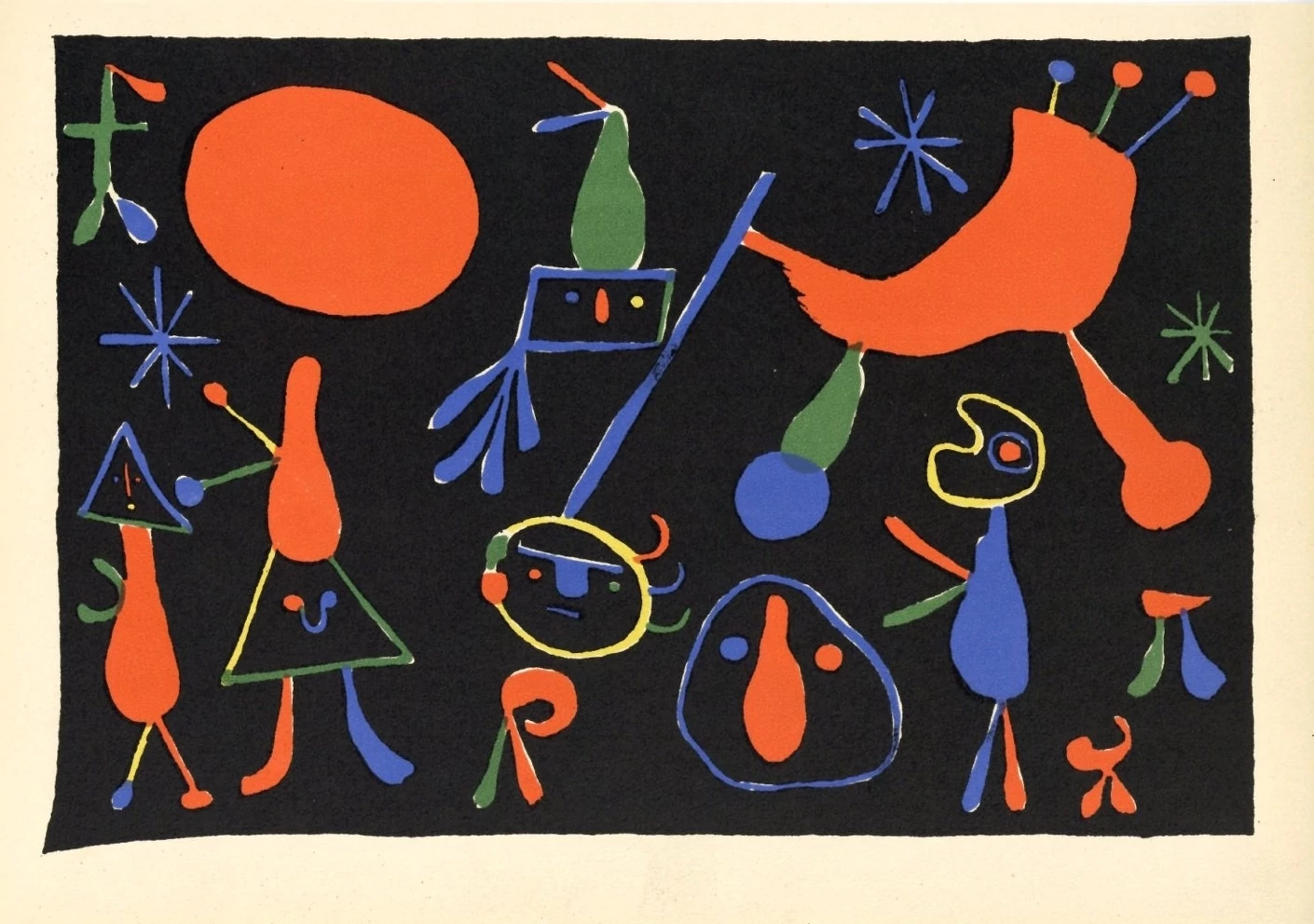 Personnages on Black Ground, Joan Miró