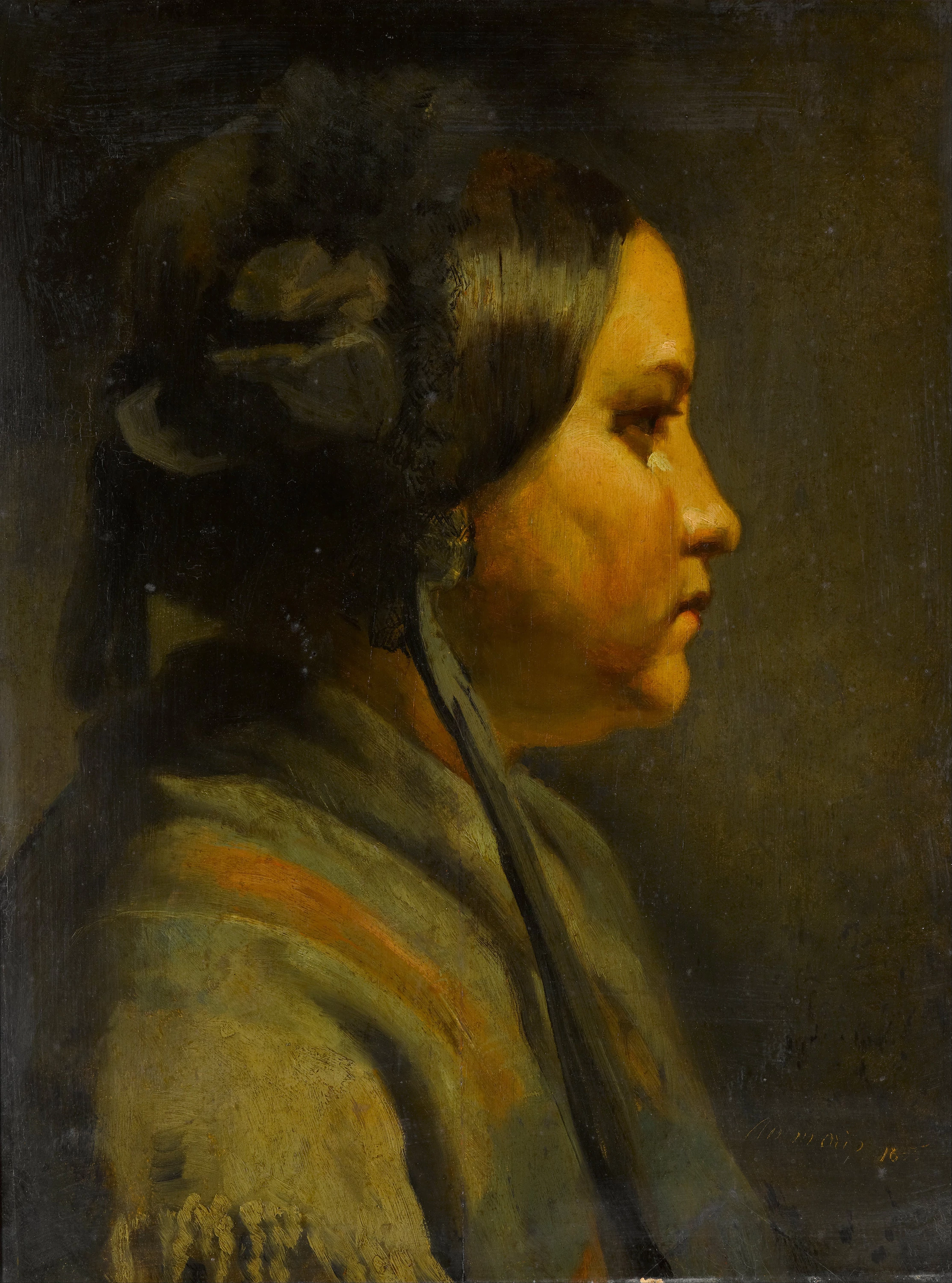 Study of the head of a young woman in profile, Matthijs Maris