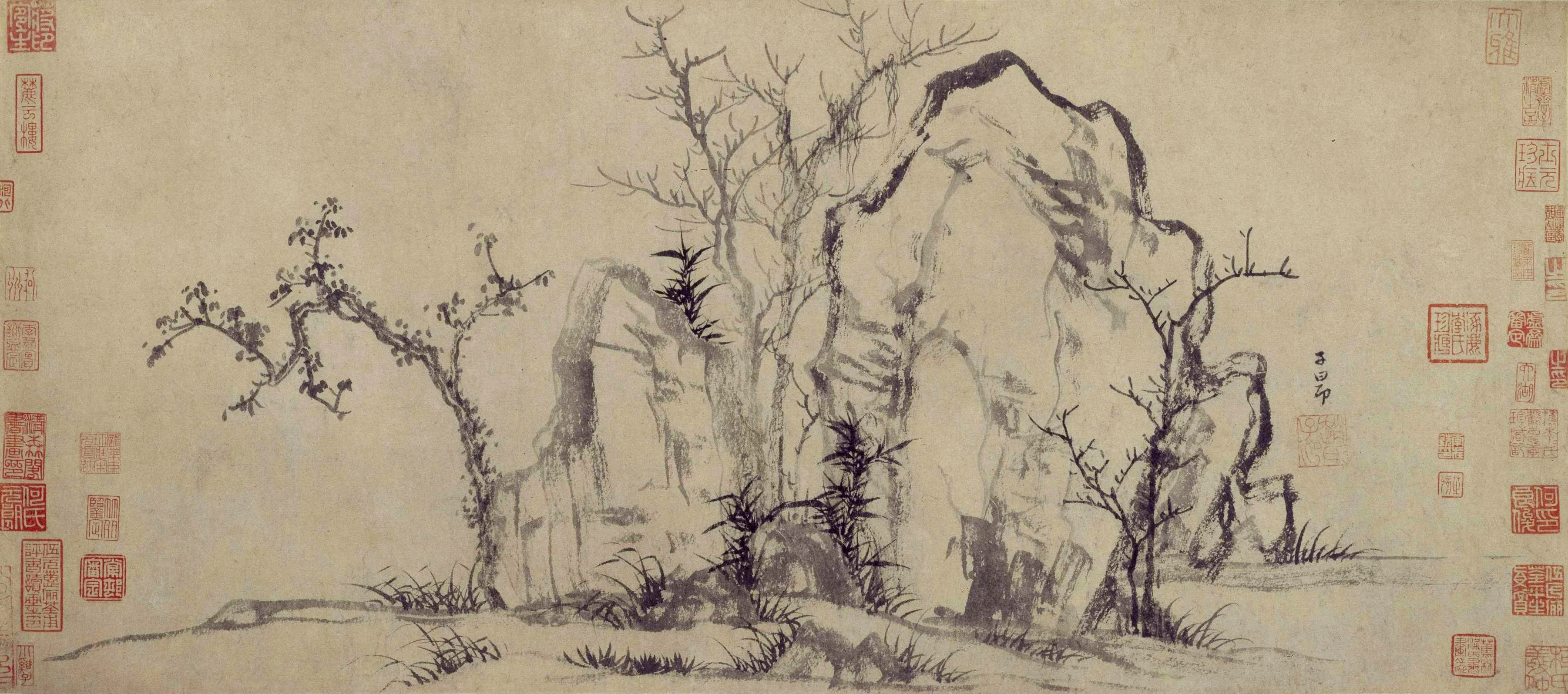 Elegant Rocks and Sparse Trees, 秀石疏林, Zhao Mengfu