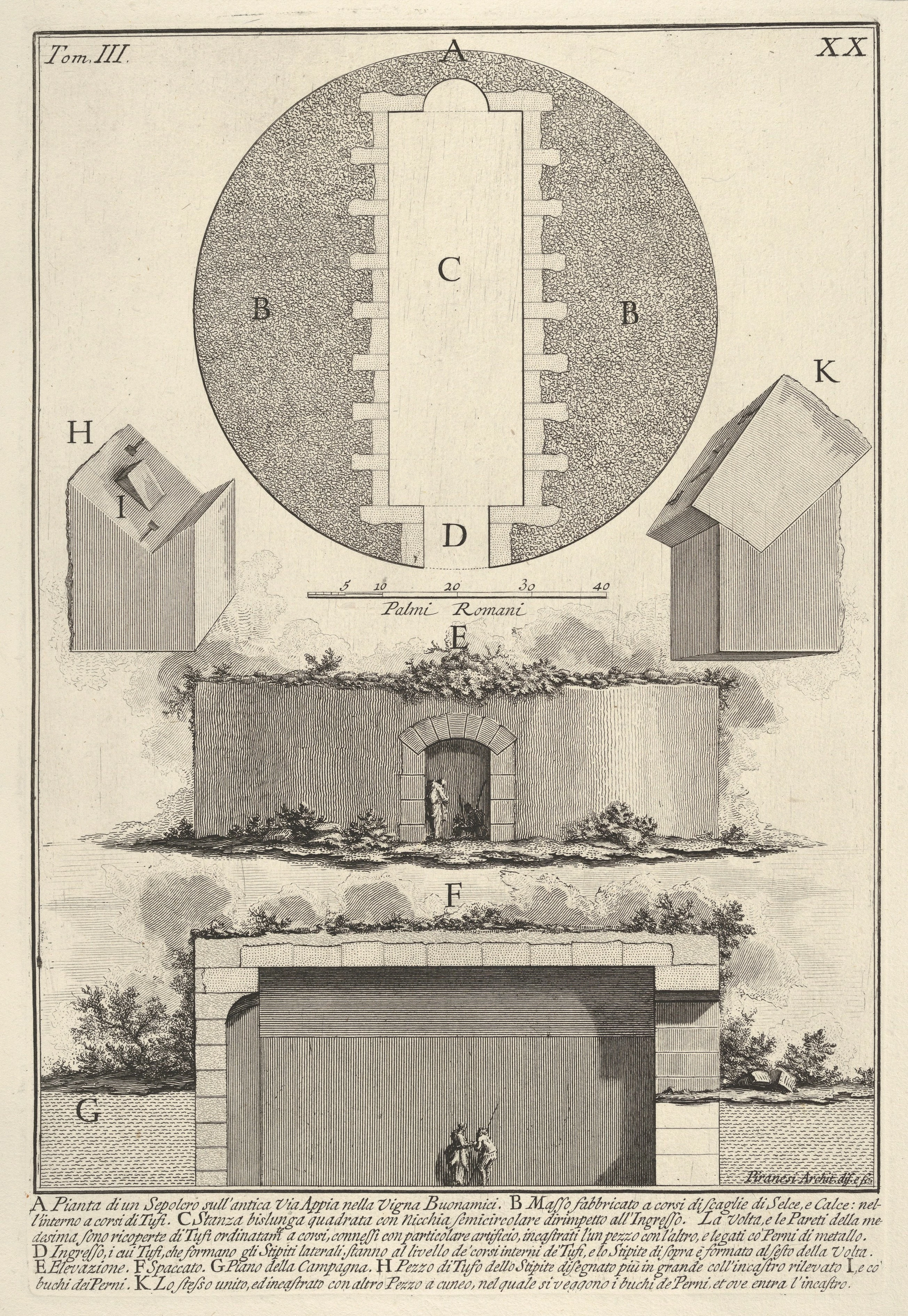 Plan of a Tomb on the Appian Way in Vigna Buonamici, Giovanni Battista Piranesi