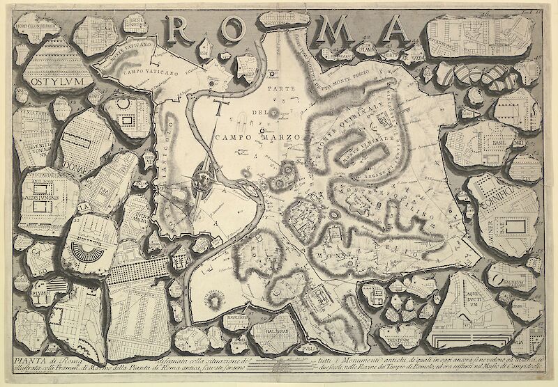 Plan of Rome, from Le Antichità Romane scale comparison