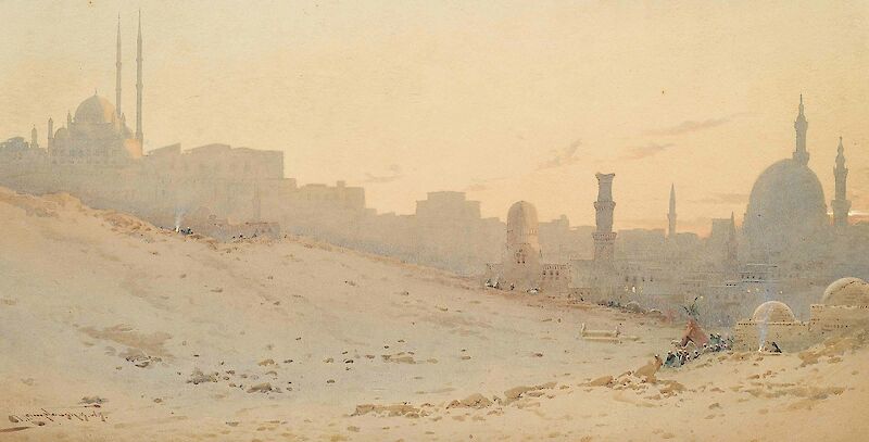 Cairo at dusk, Egypt, Augustus Osborne Lamplough