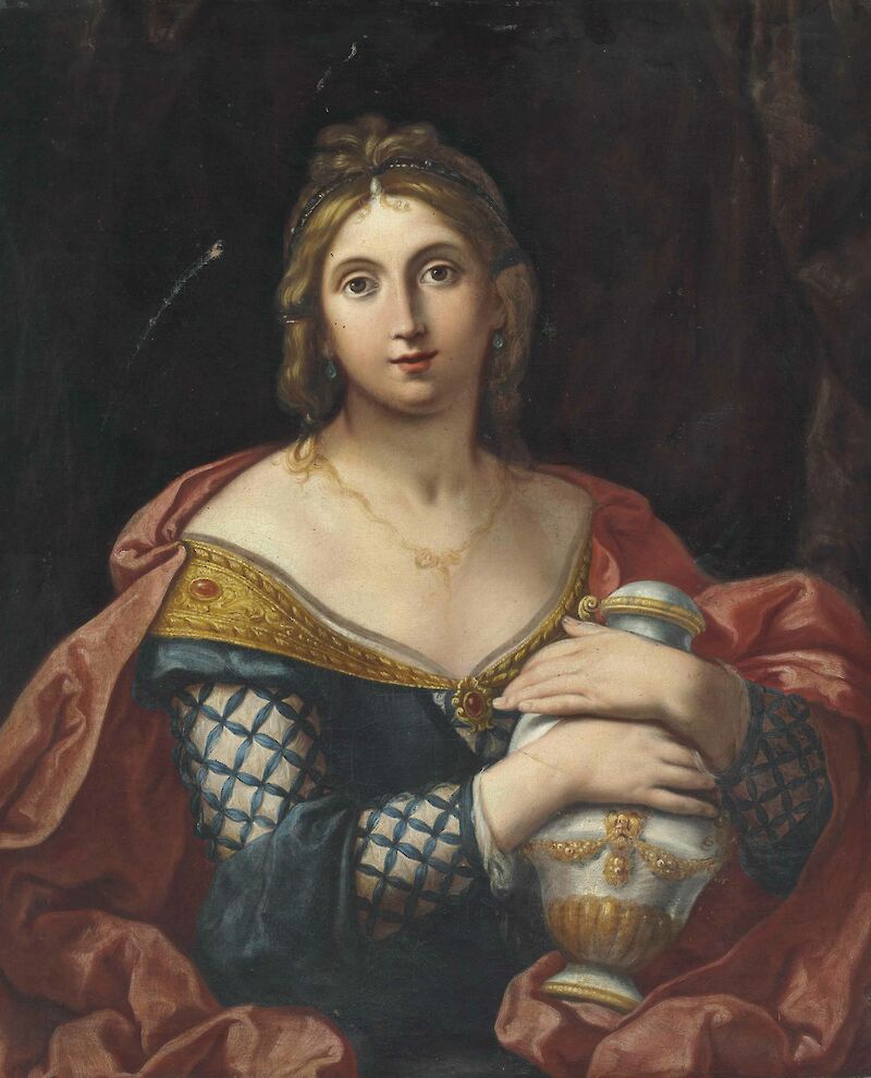 Portrait of a lady, half-length, as Pandora or Artemisia, Elisabetta Sirani
