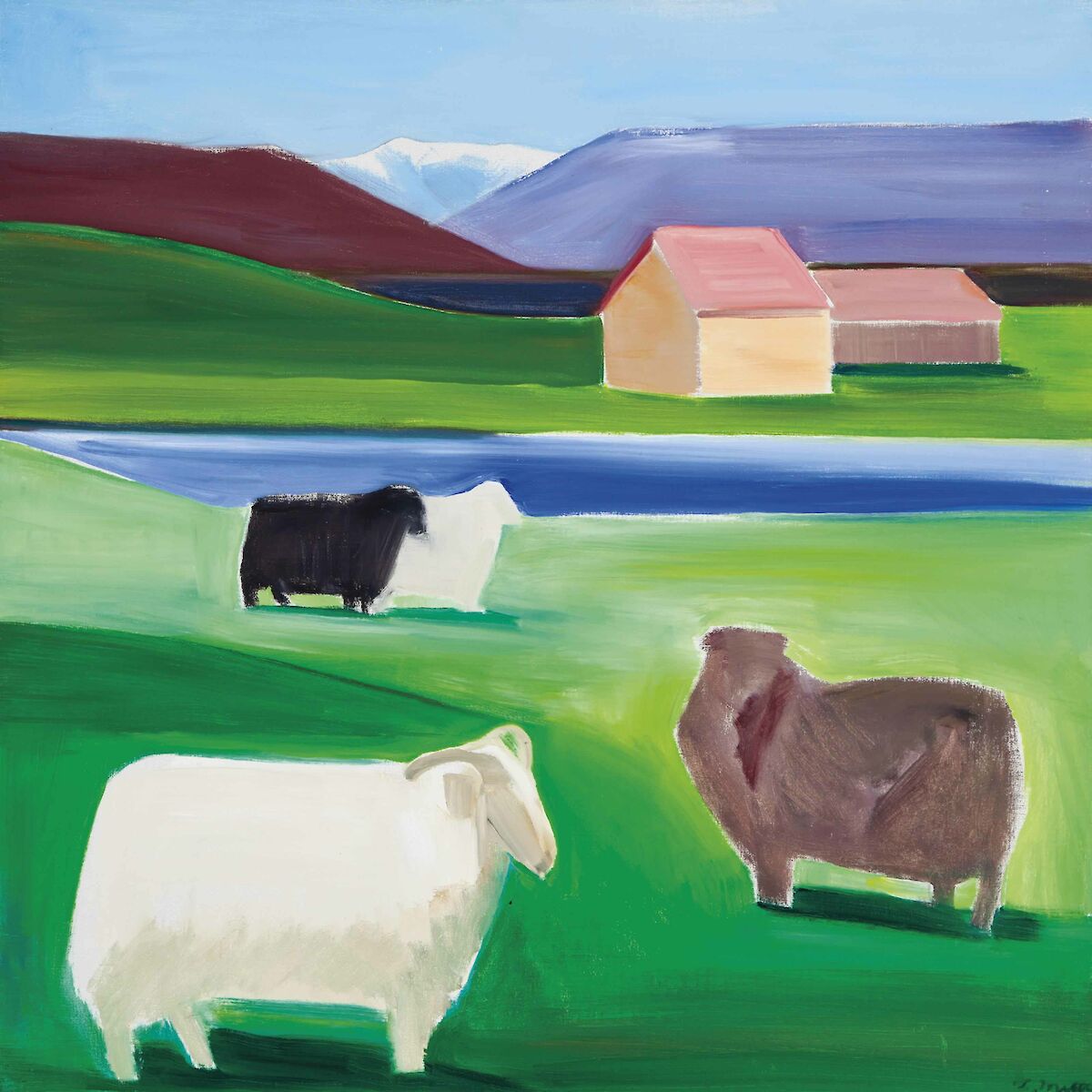 Icelandic landscape with sheep by Louisa MatthÃ­asdÃ³ttir