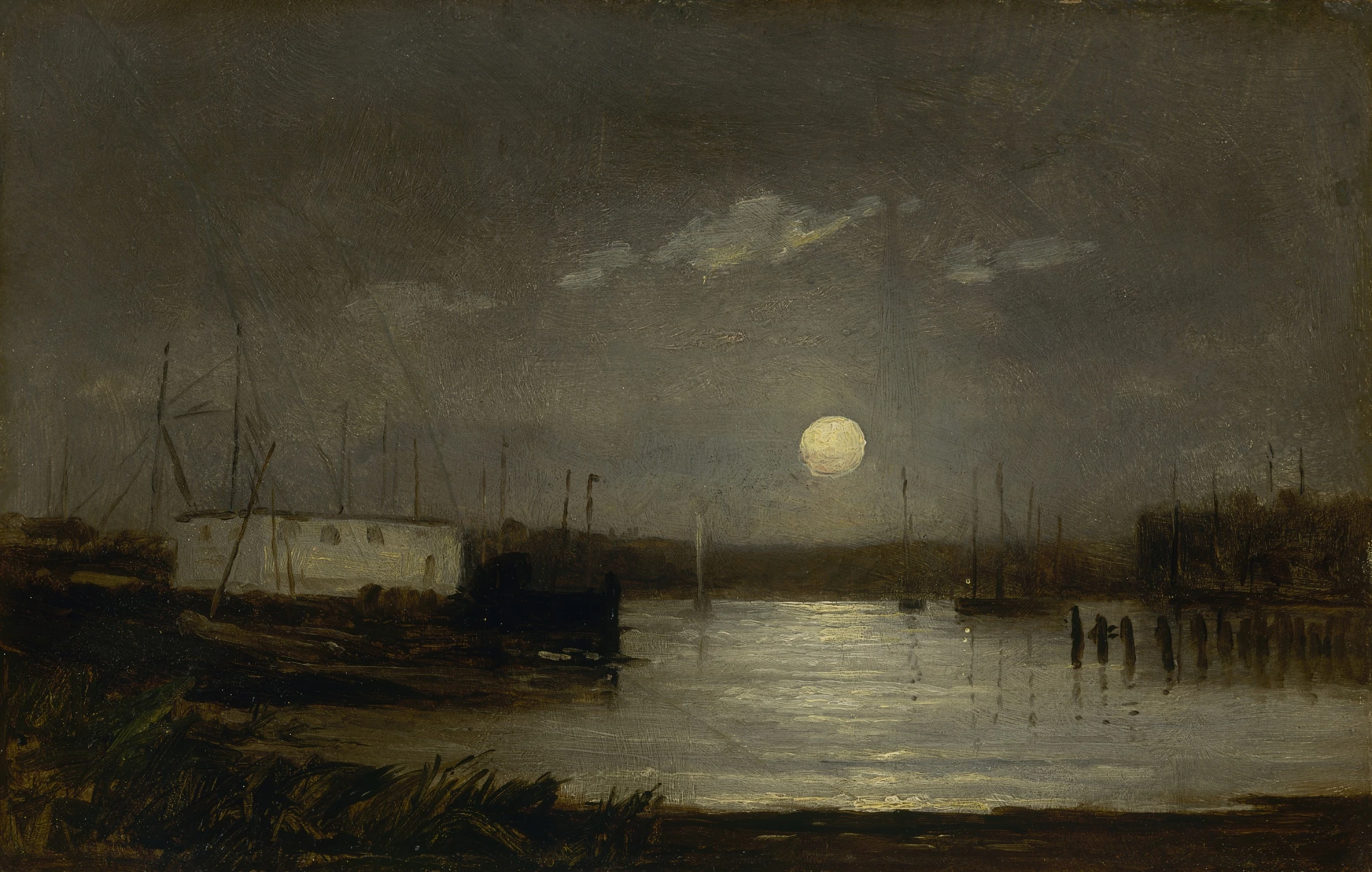 Untitled, Moon Over a Harbor, Edward Mitchell Bannister