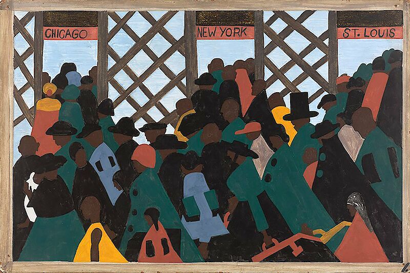 Migration Series No.1: During World War I there was a great migration north by southern African Americans, Jacob Lawrence