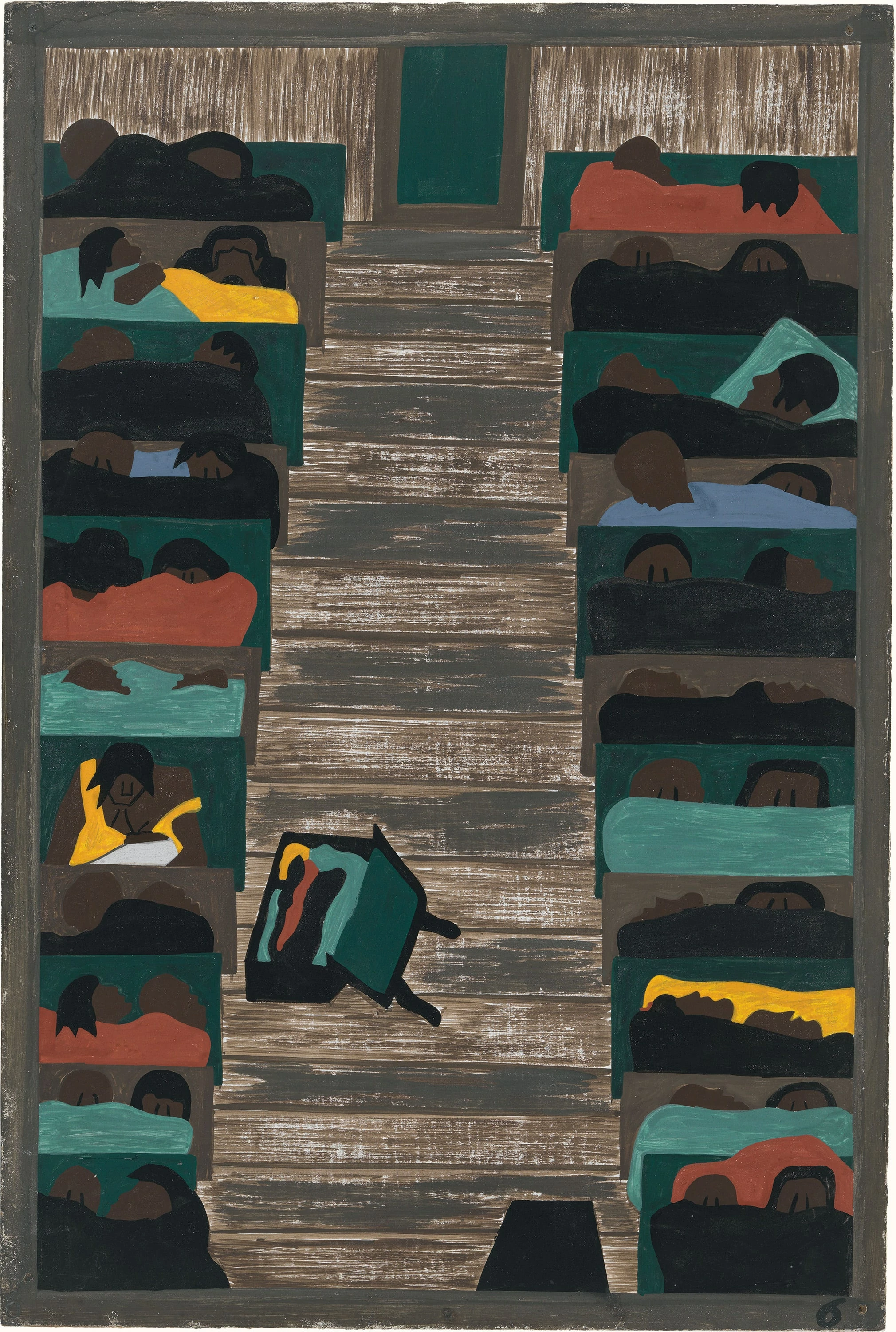 Migration Series No.6: The trains were crowded with migrants, Jacob Lawrence