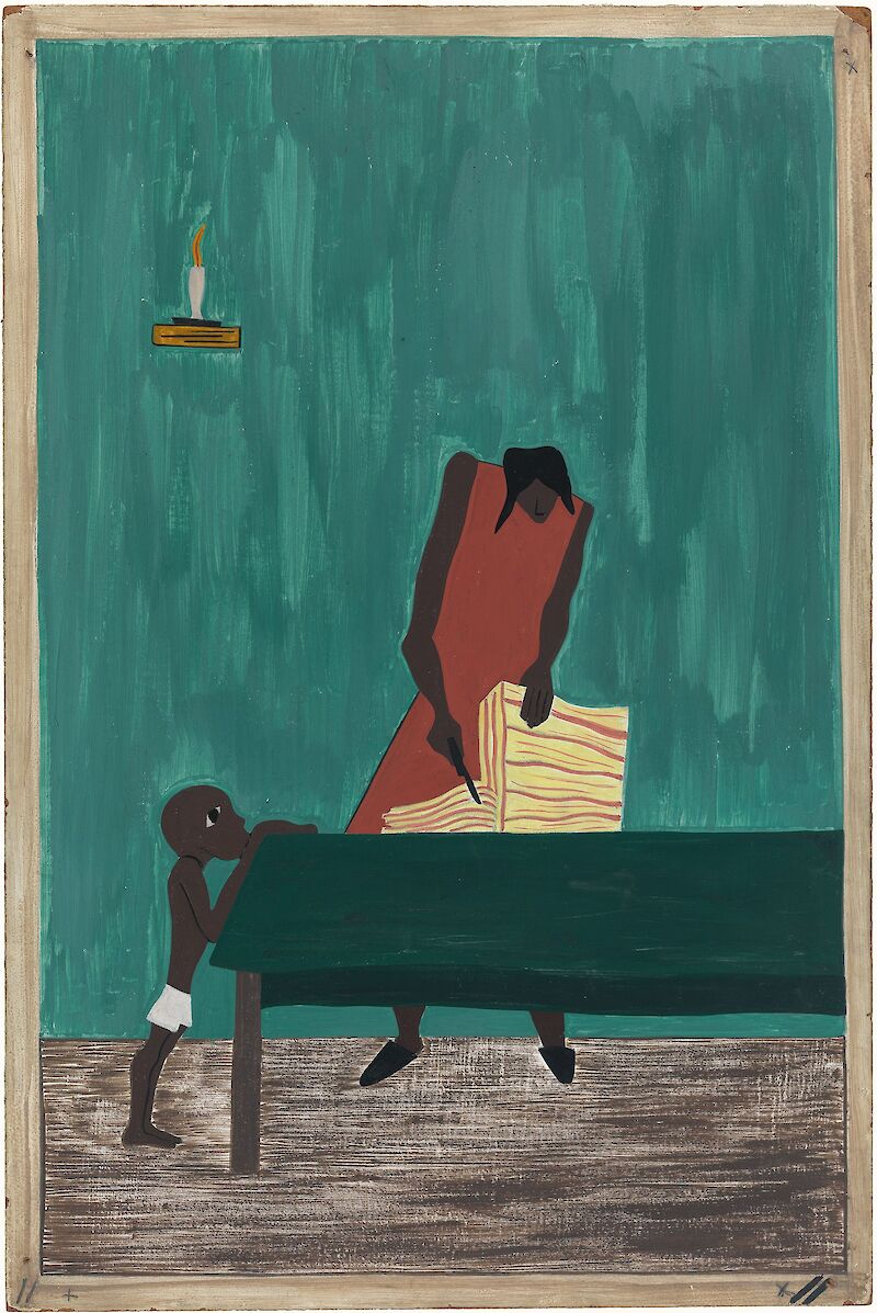Migration Series No.11: Food had doubled in price because of the war, Jacob Lawrence