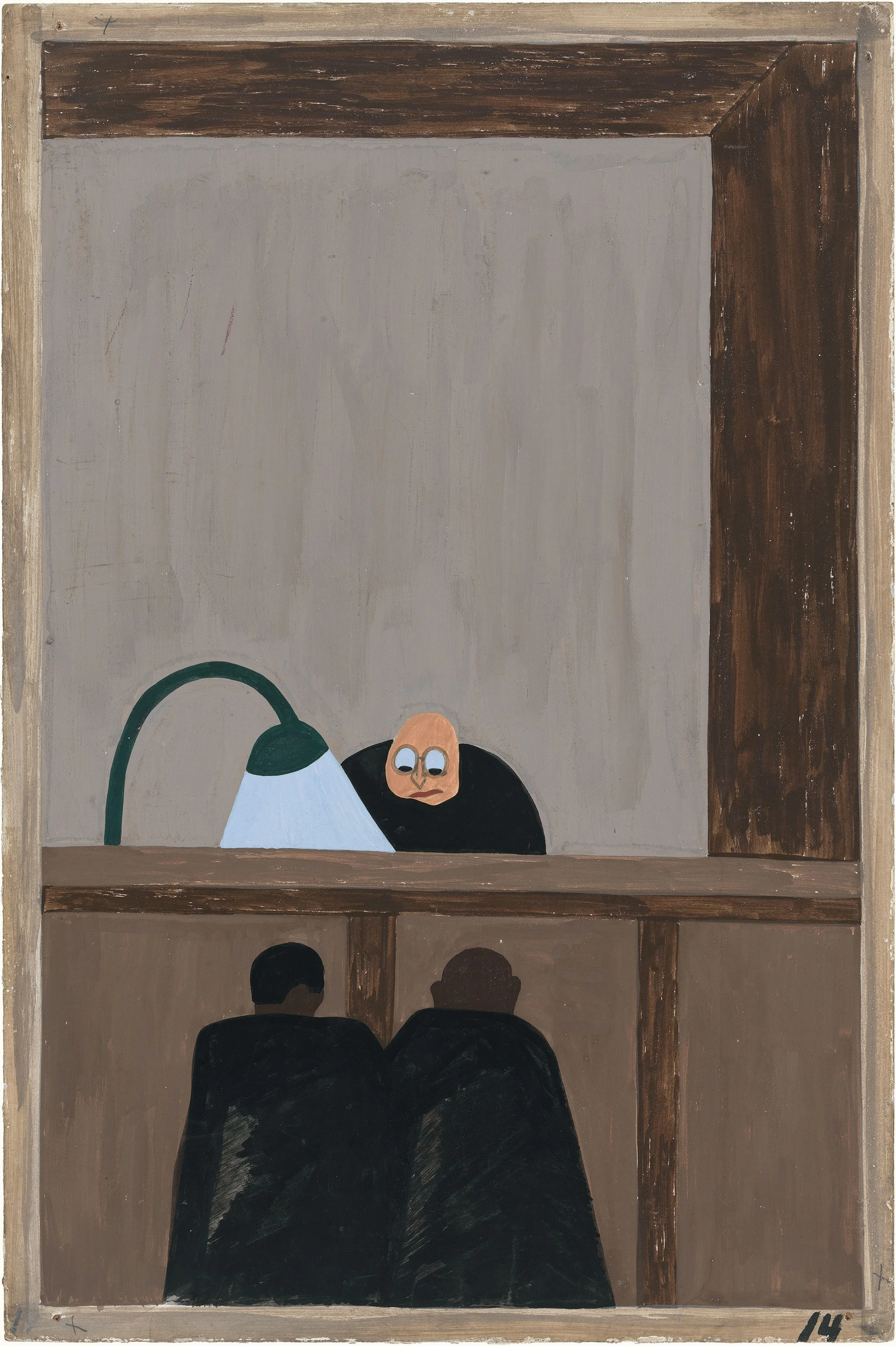 Migration Series No.14: For African Americans there was no justice in the southern courts, Jacob Lawrence