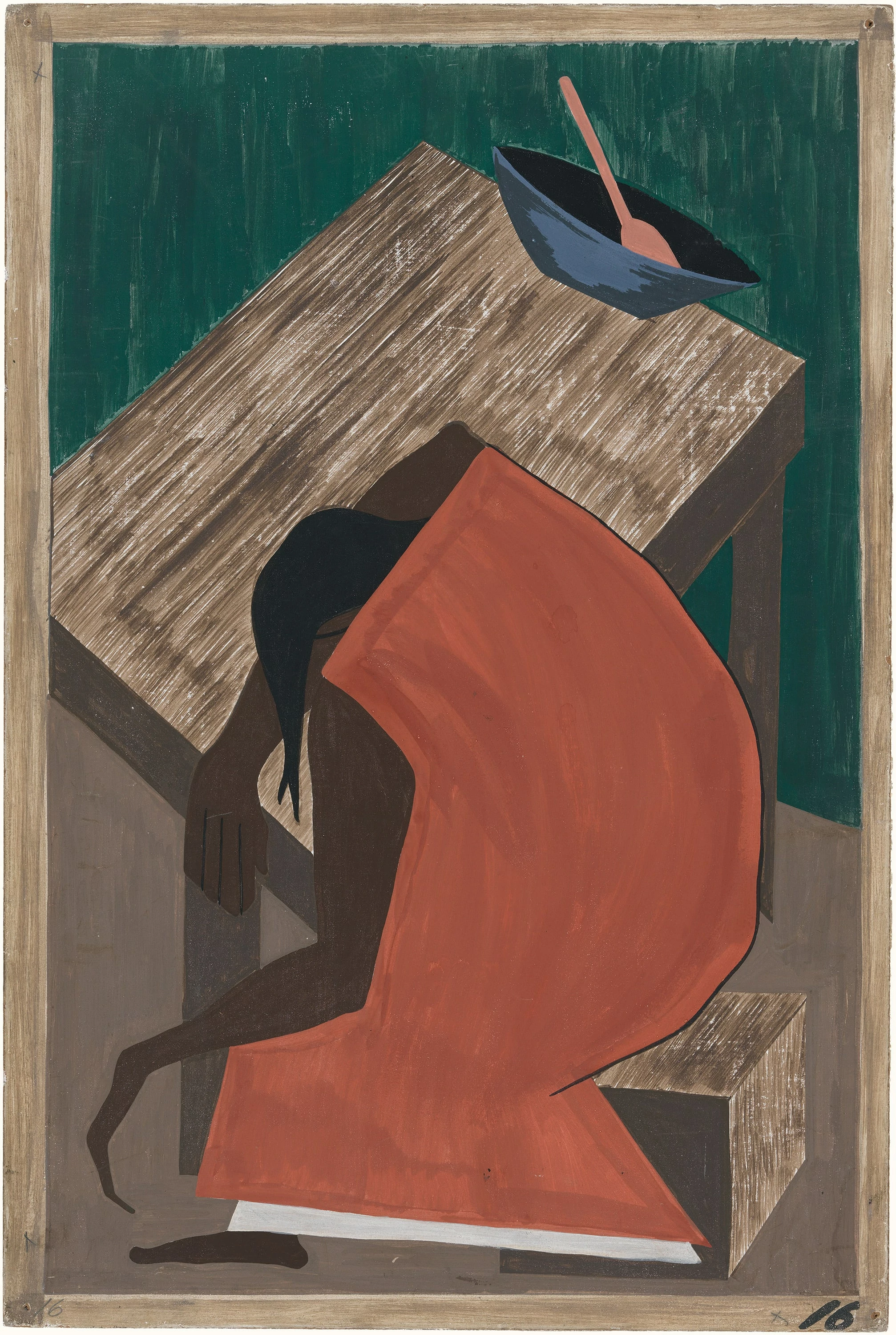Migration Series No.16: After a lynching the migration quickened, Jacob Lawrence