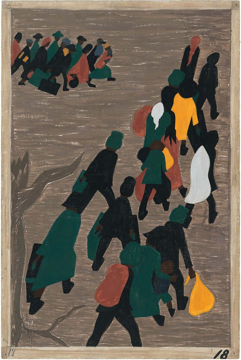 Migration Series No.18: The migration gained in momentum, Jacob Lawrence