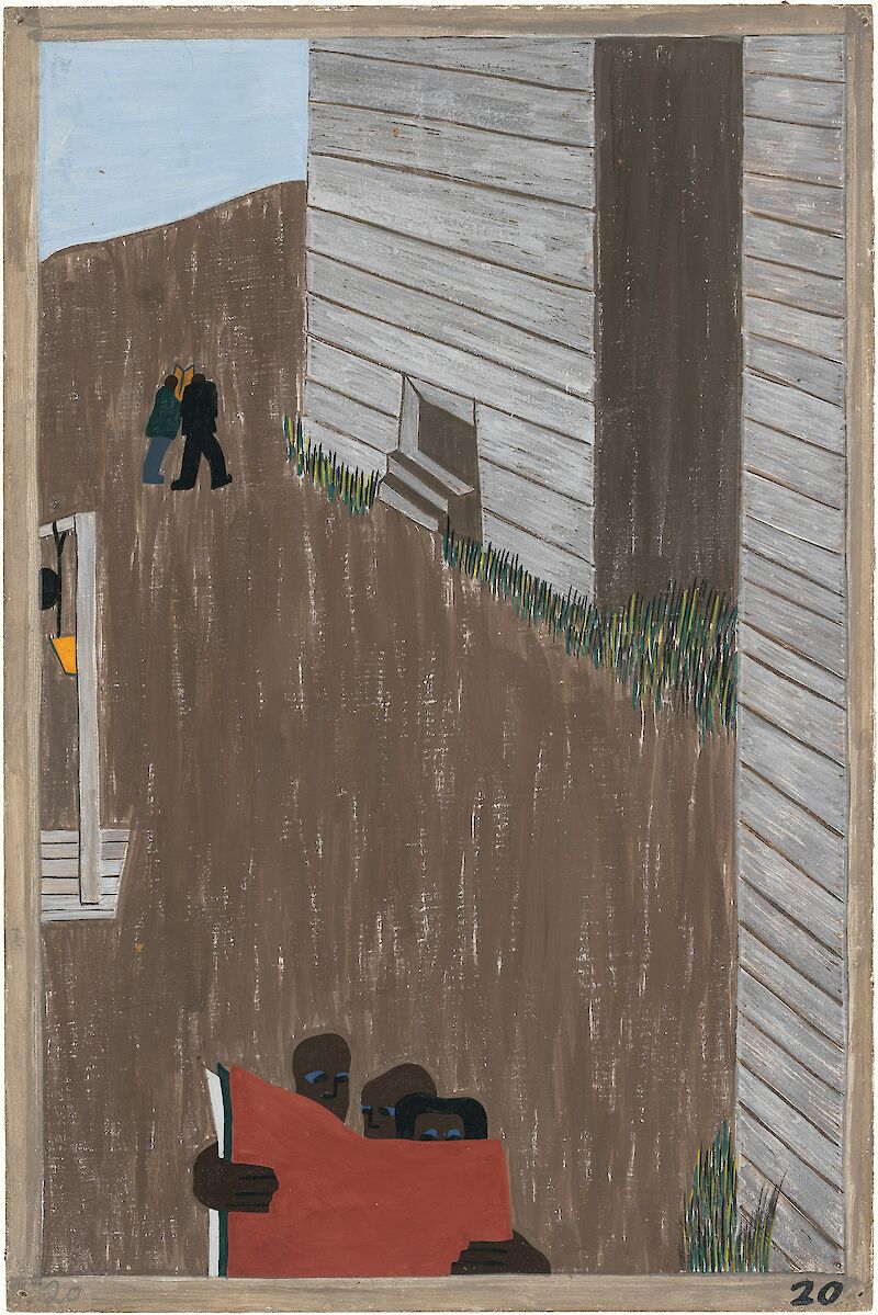 Migration Series No.20: In many of the communities the Black press was read with great interest. It encouraged the movement, Jacob Lawrence