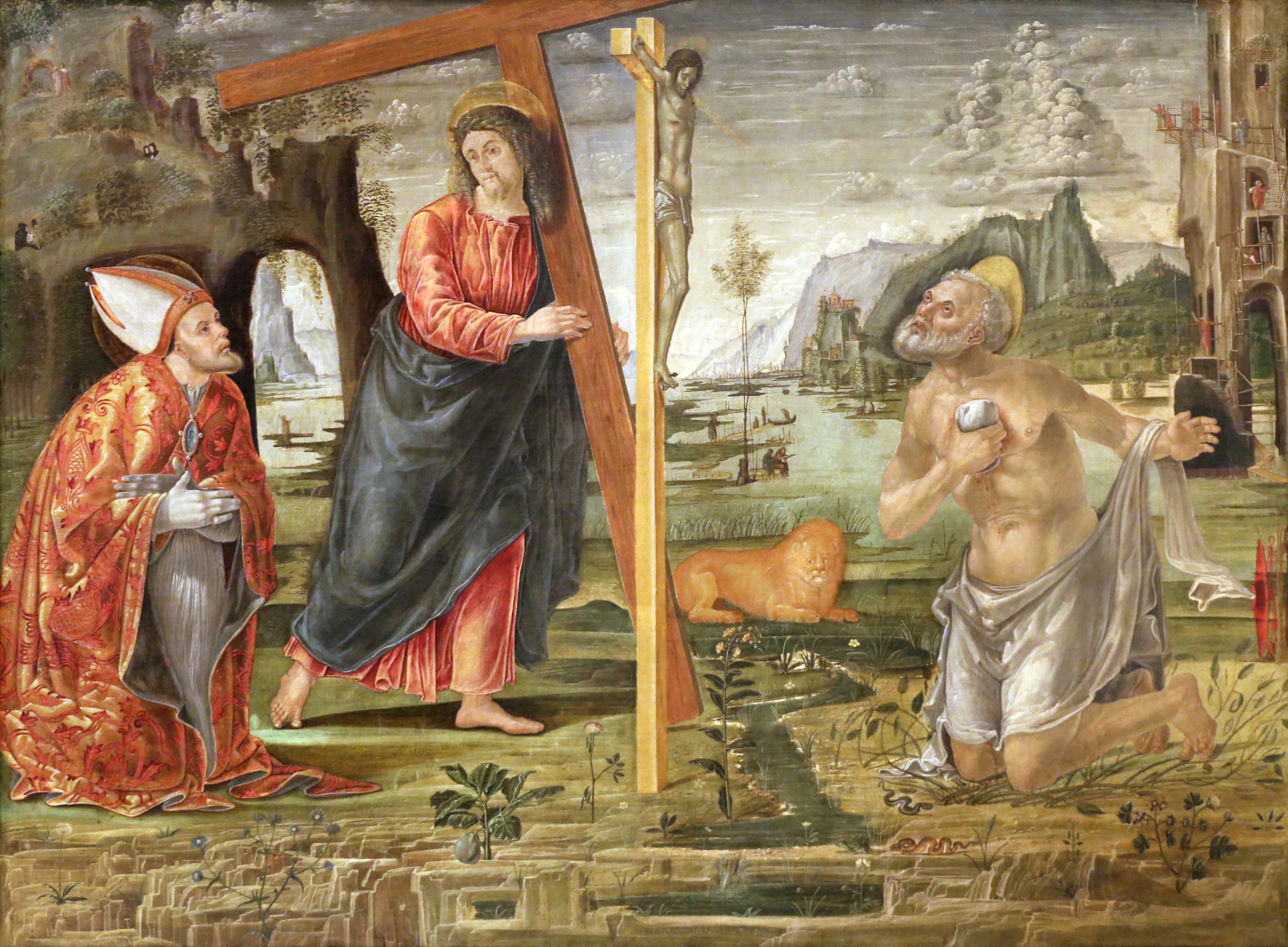 Christ carrying the cross between Saints Augustine and Jerome, Bernardo Parentino