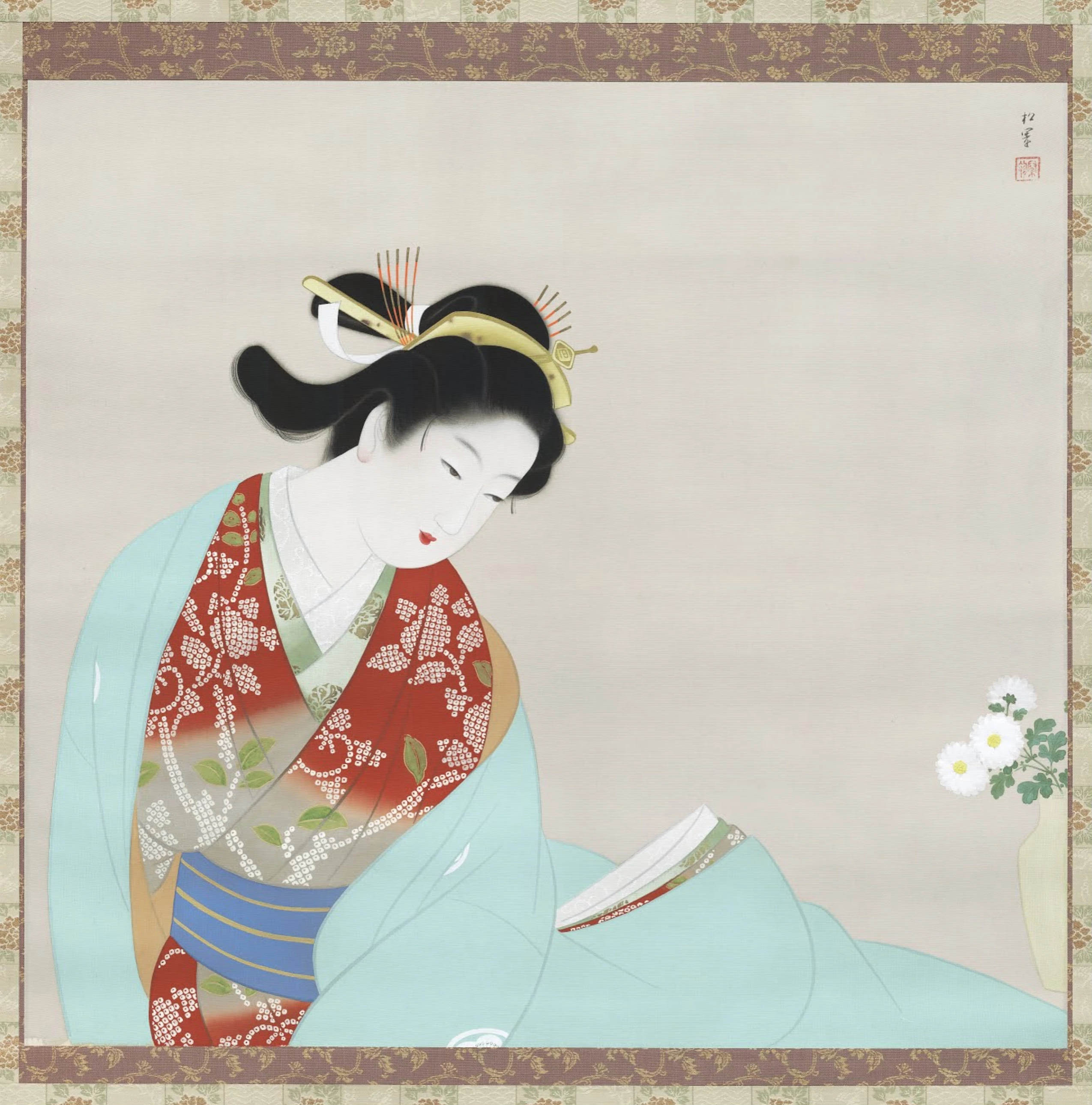 Making a Wish for a Long Life on Chrysanthemums, Uemura Shōen