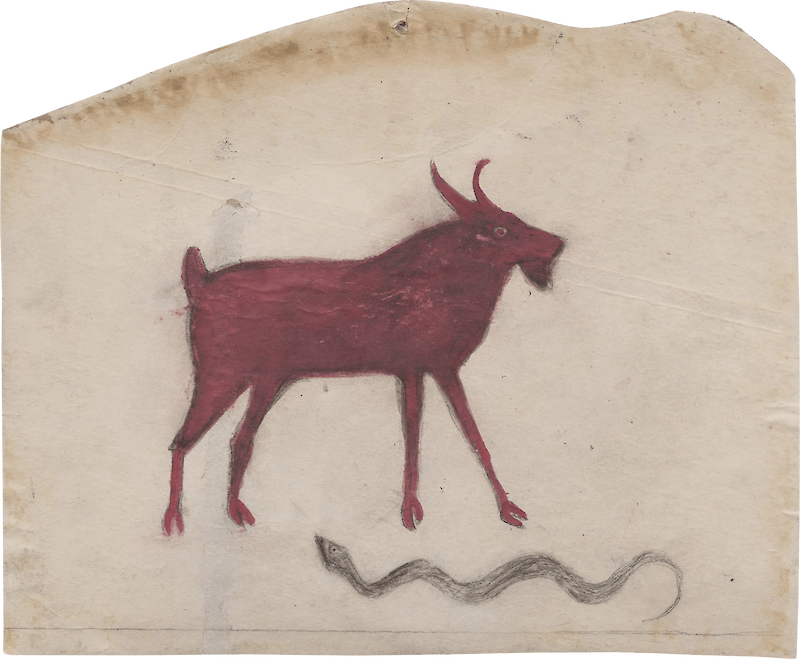 Untitled (Red Goat with Snake), Bill Traylor