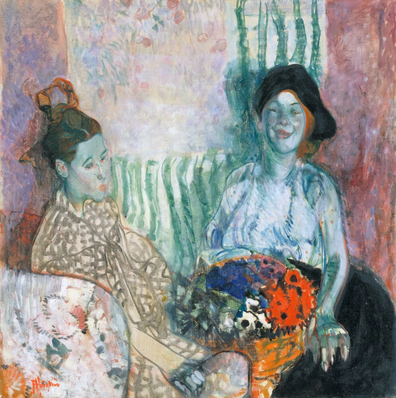Loveday and Ann: Two Women with a Basket of Flowers, Frances Hodgkins