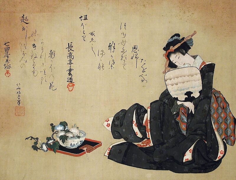 Woman with Morning Glories, Katsushika Ōi