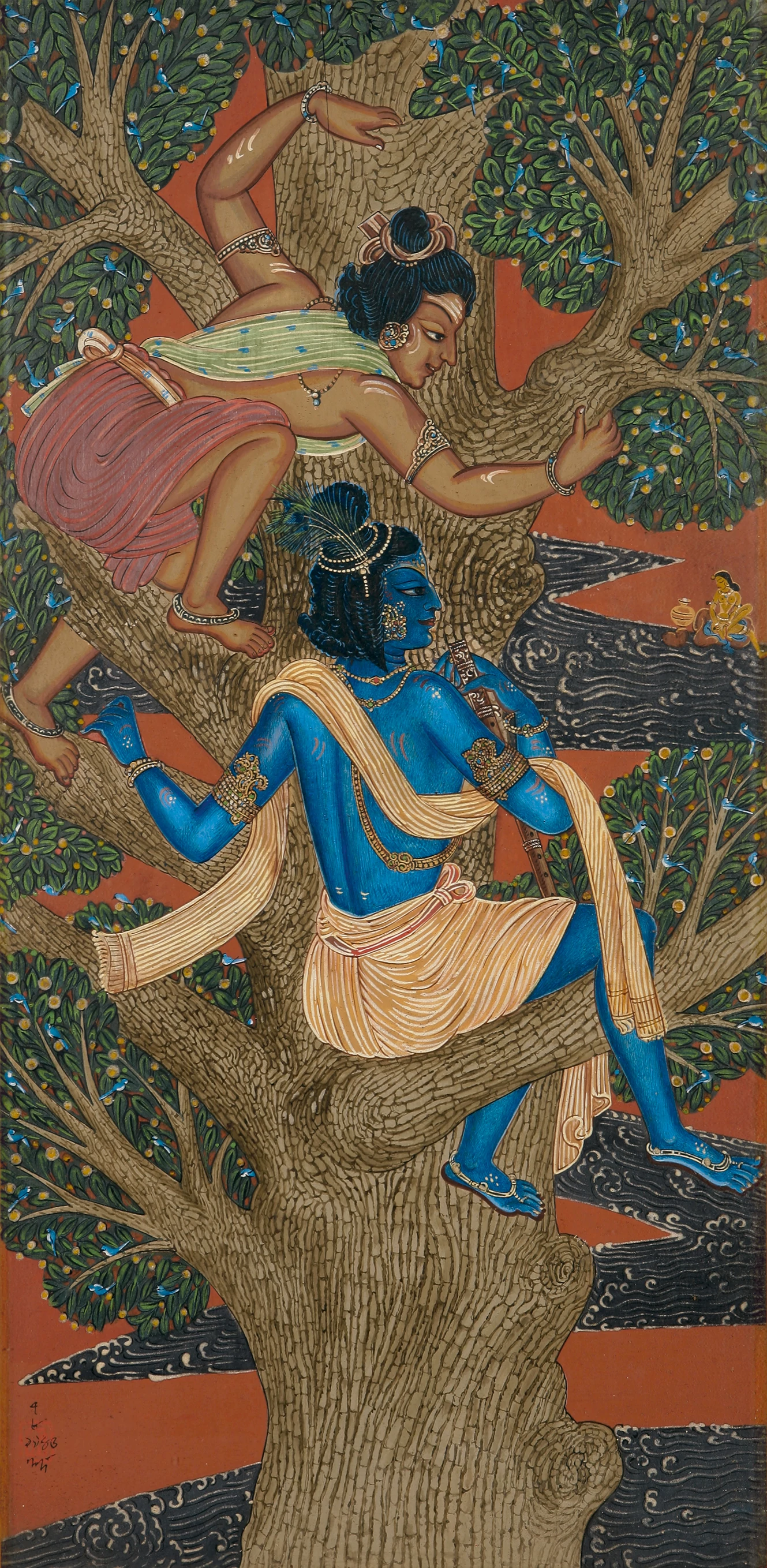Krishna and Subal First Meeting Radha, Nandalal Bose