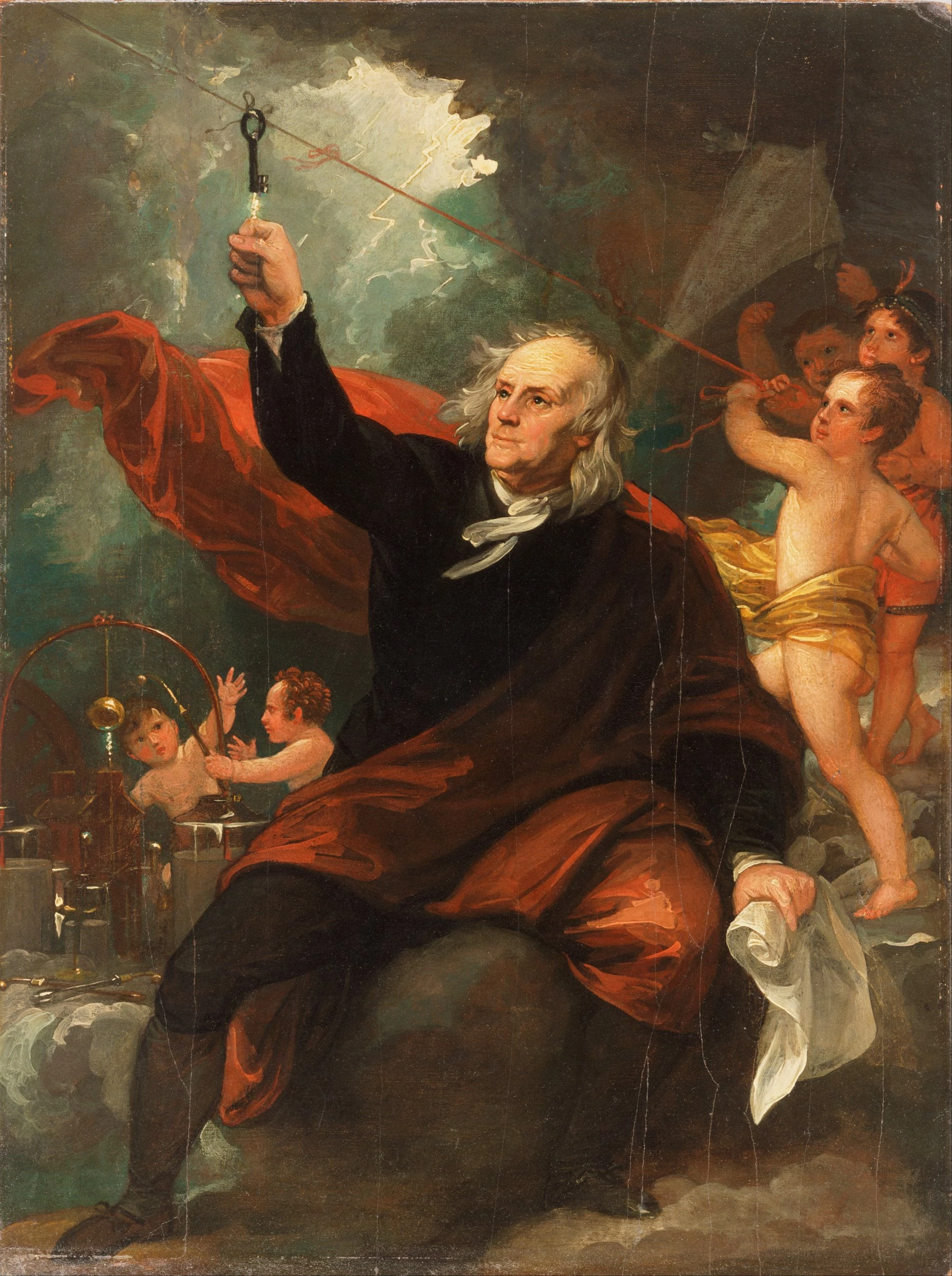 Benjamin Franklin Drawing Electricity from the Sky, Benjamin West