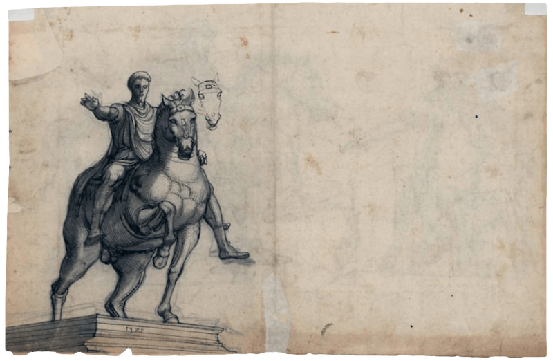 Three views of Marcus Aurelius's Equestrian Monument (G.Z.), Monogrammist GZ or Gabriel Zehender