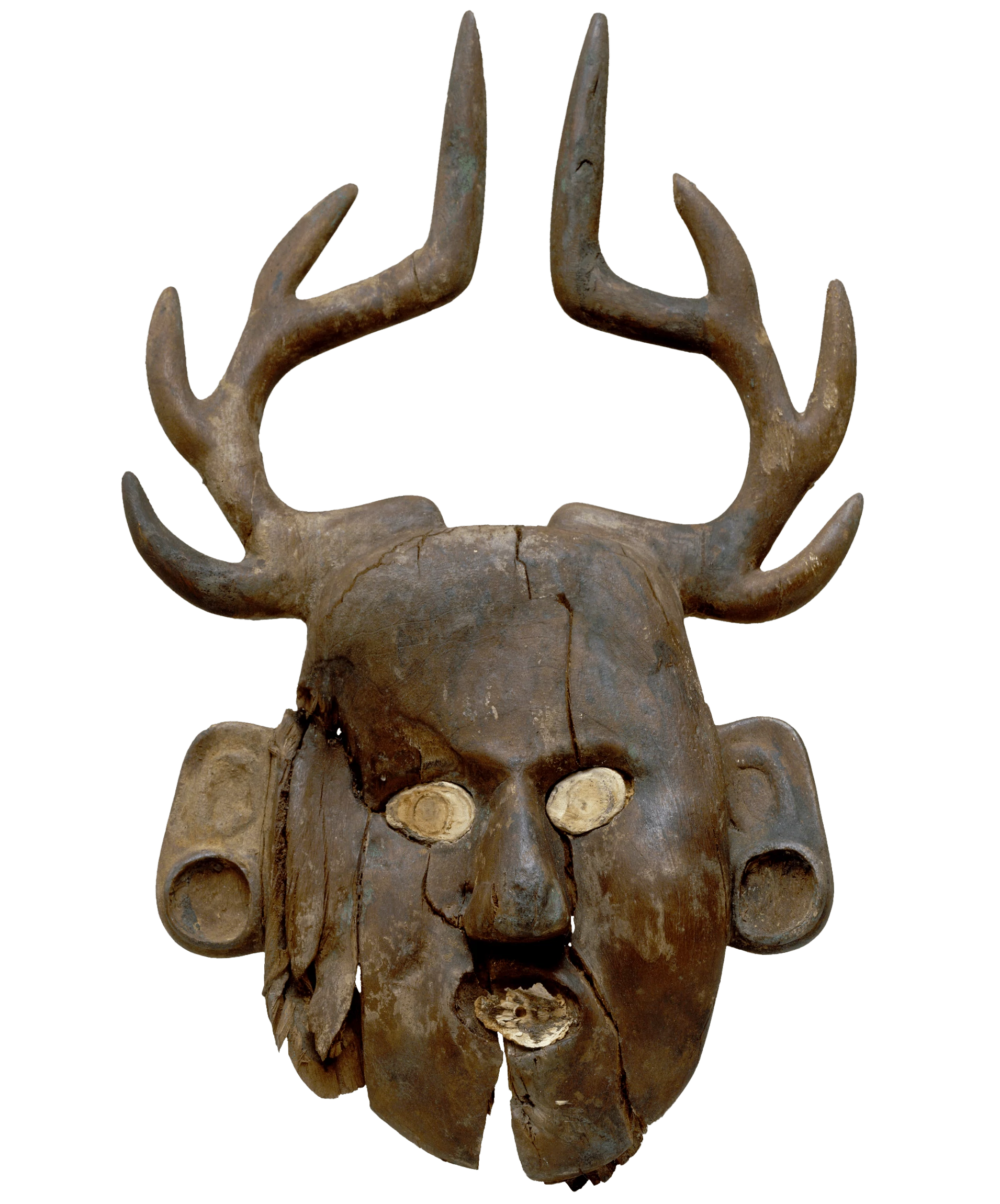Human face effigy with deer antlers, Mississippian Culture