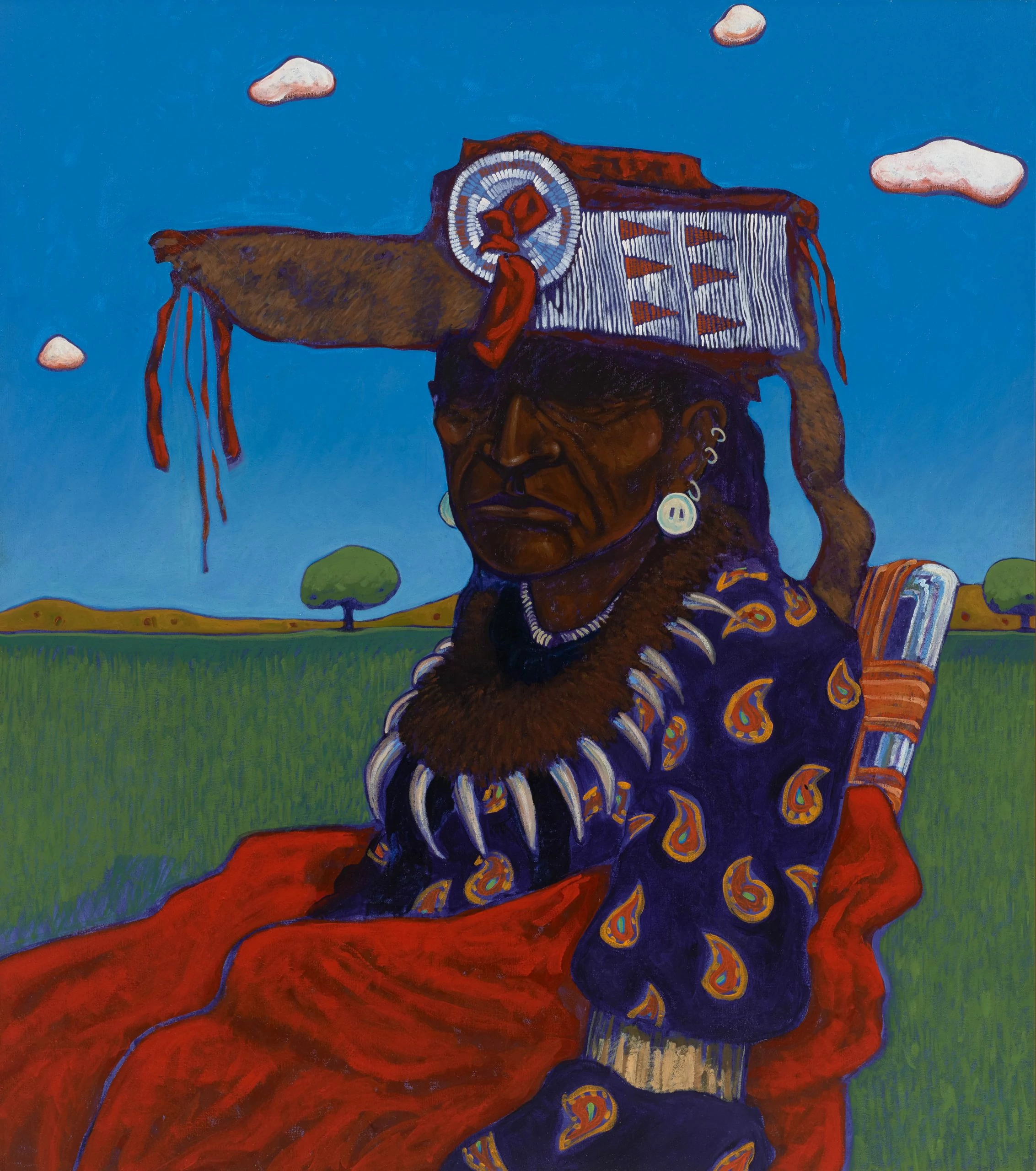 Indian with Beaded Headdress, T. C. Cannon