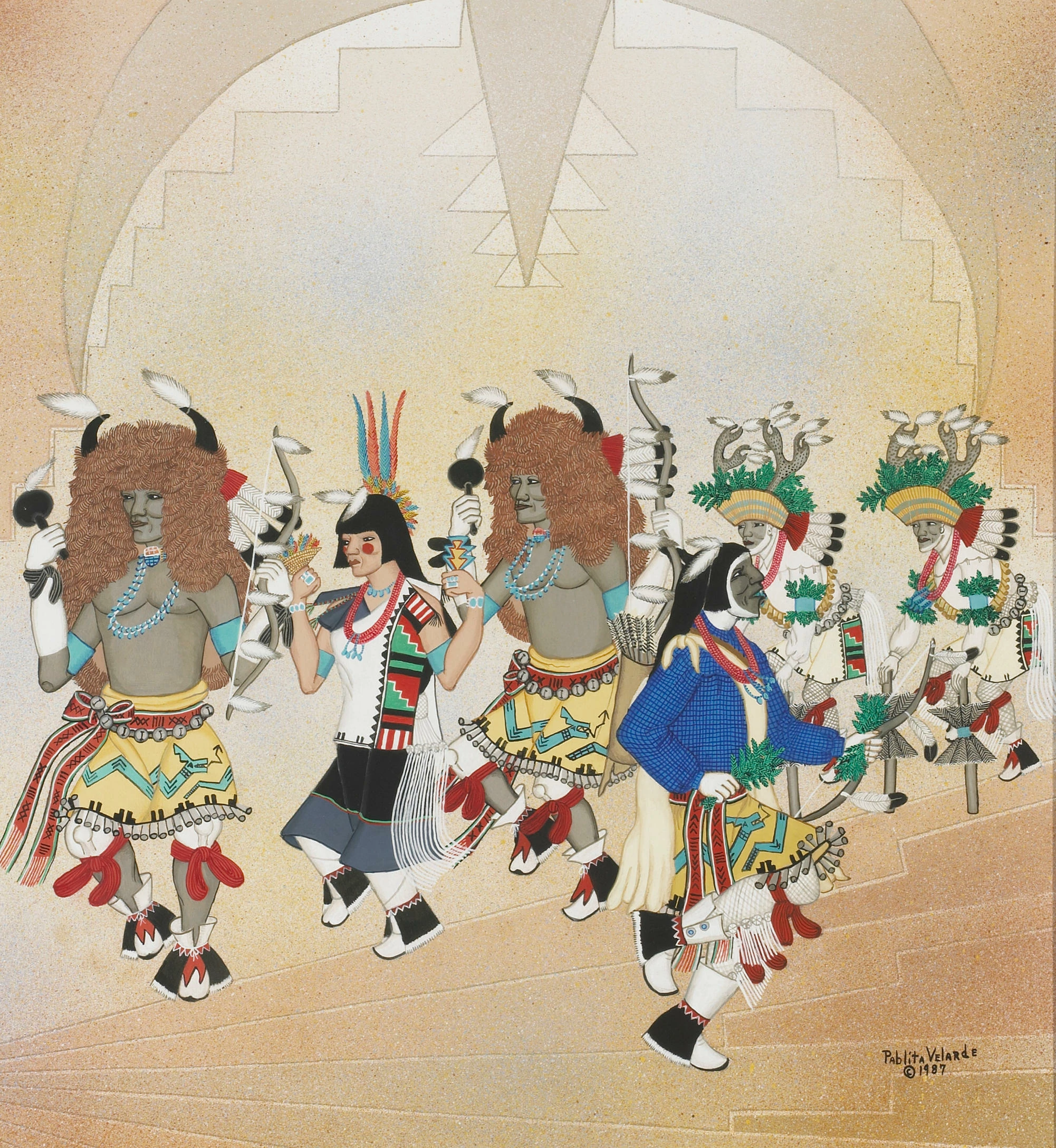 Six Pueblo Dancers, Pablita Velarde