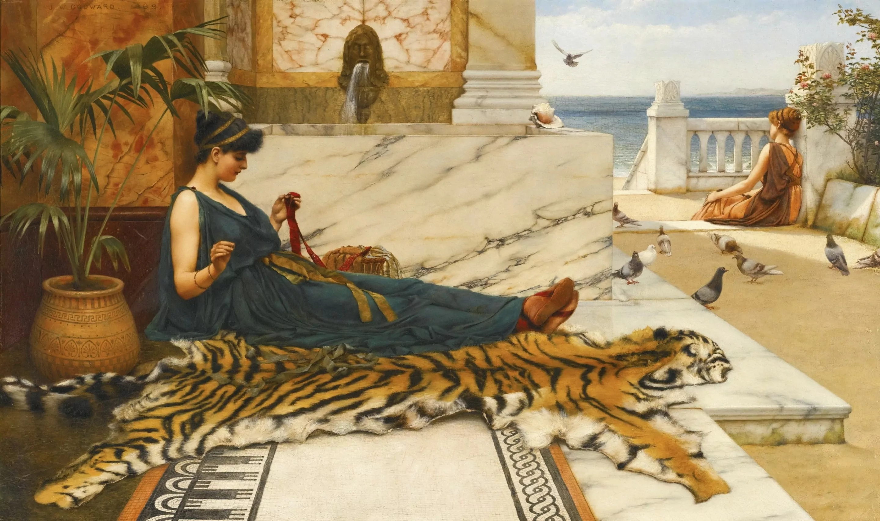 The Tigerskin (Sewing Girl), John William Godward
